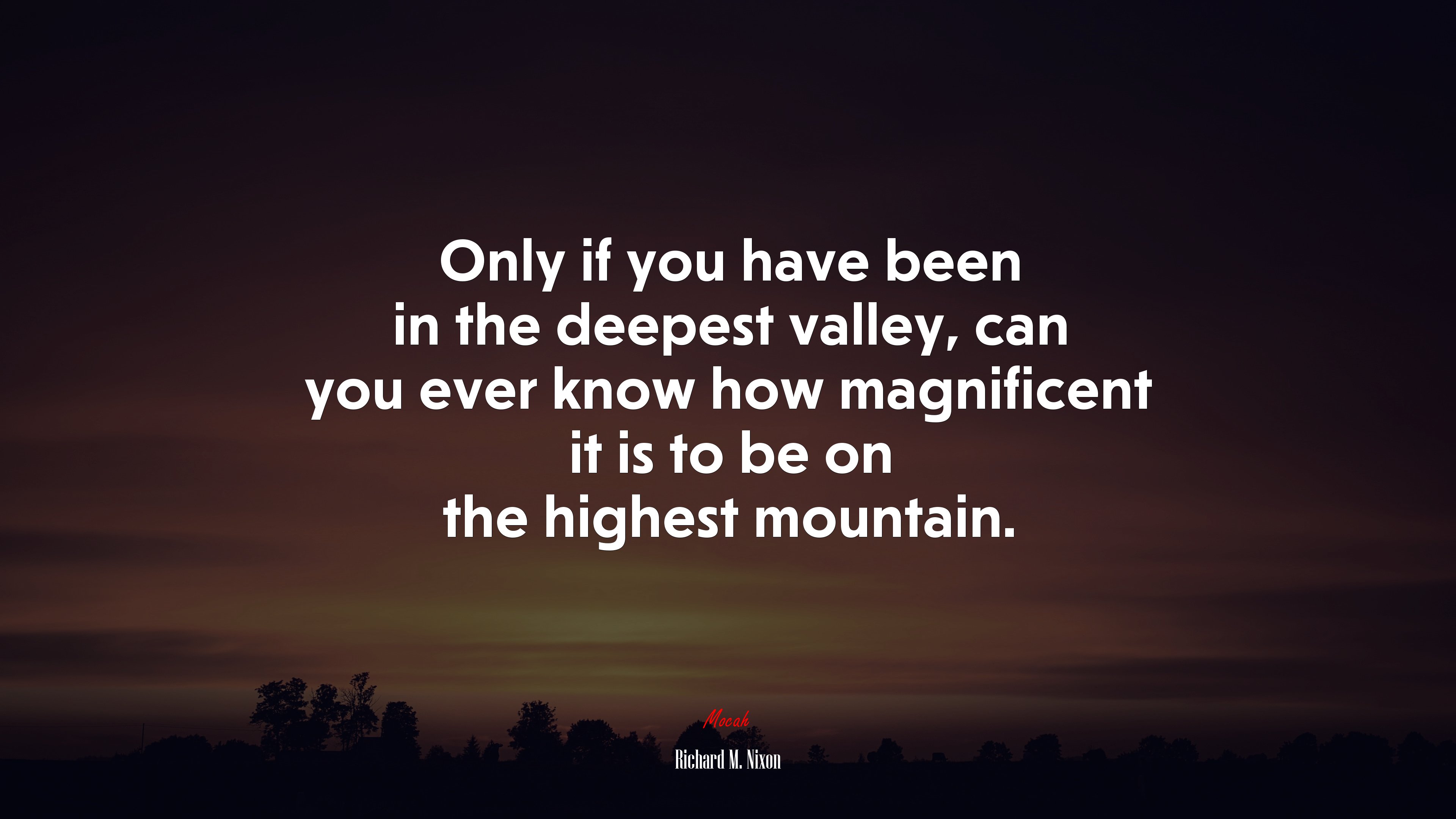 Only if you have been in the deepest valley, can you ever know how magnificent it is to be on the highest mountain. | Richard M. Nixon quote HD Wallpaper