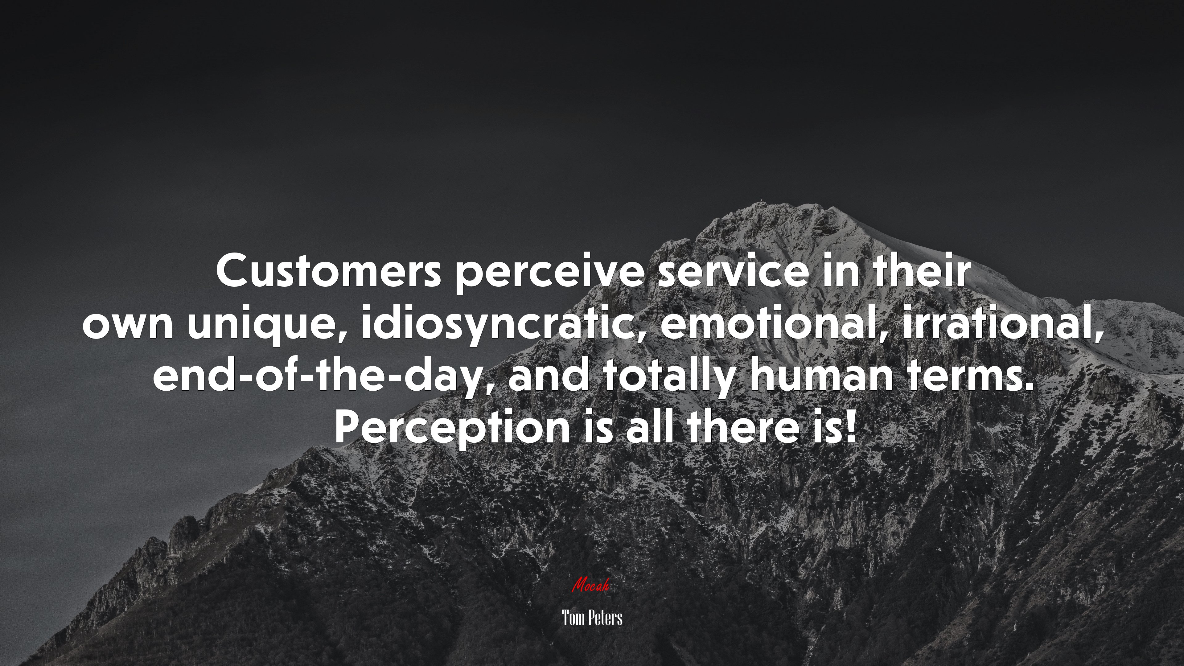 Customers perceive service in their own unique, idiosyncratic, emotional, irrational, end-of-the-day, and totally human terms. Perception is all there is! | Tom Peters quote HD Wallpaper