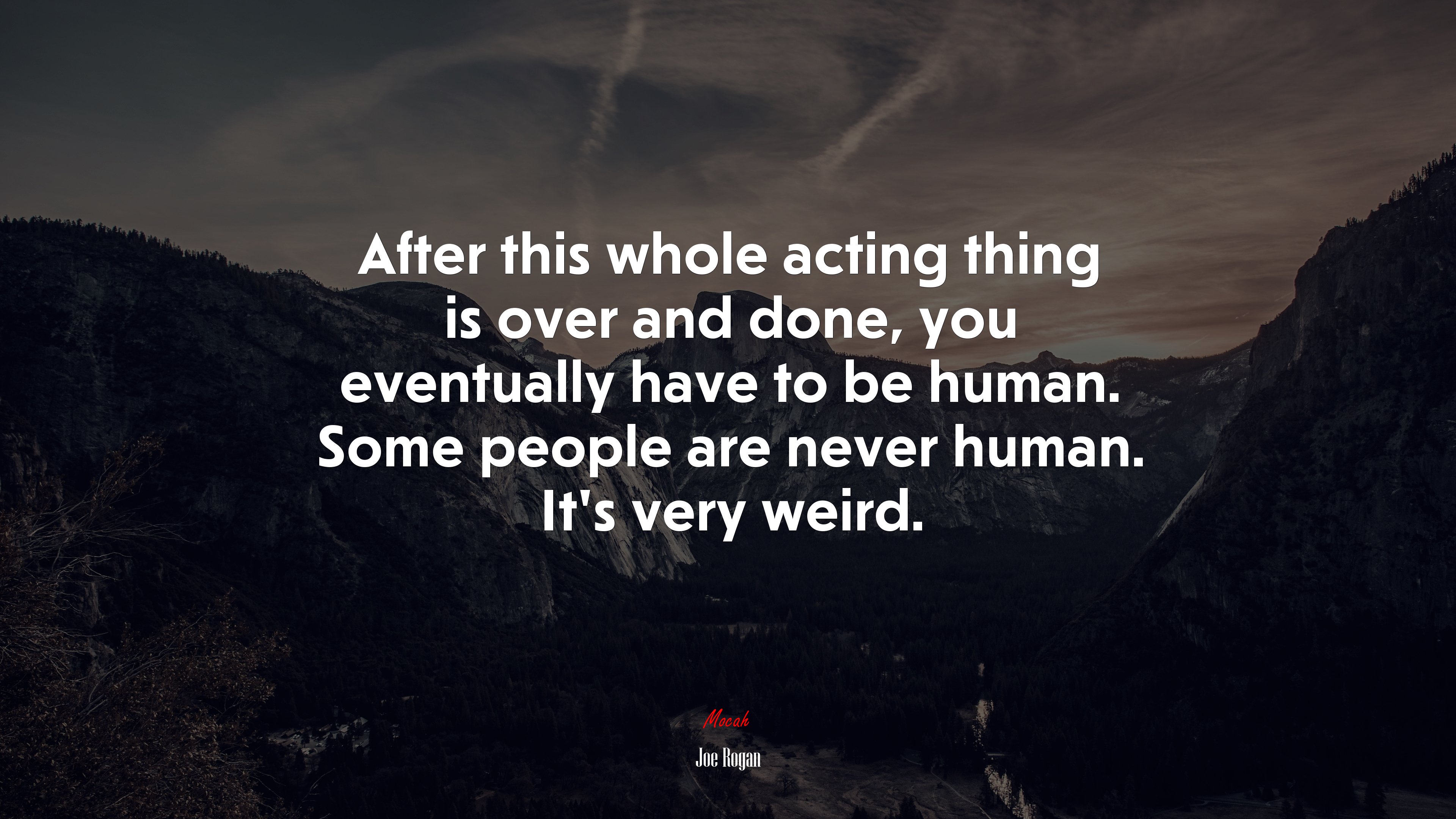 After this whole acting thing is over and done, you eventually have to be human. Some people are never human. It’s very weird. | Joe Rogan quote HD Wallpaper