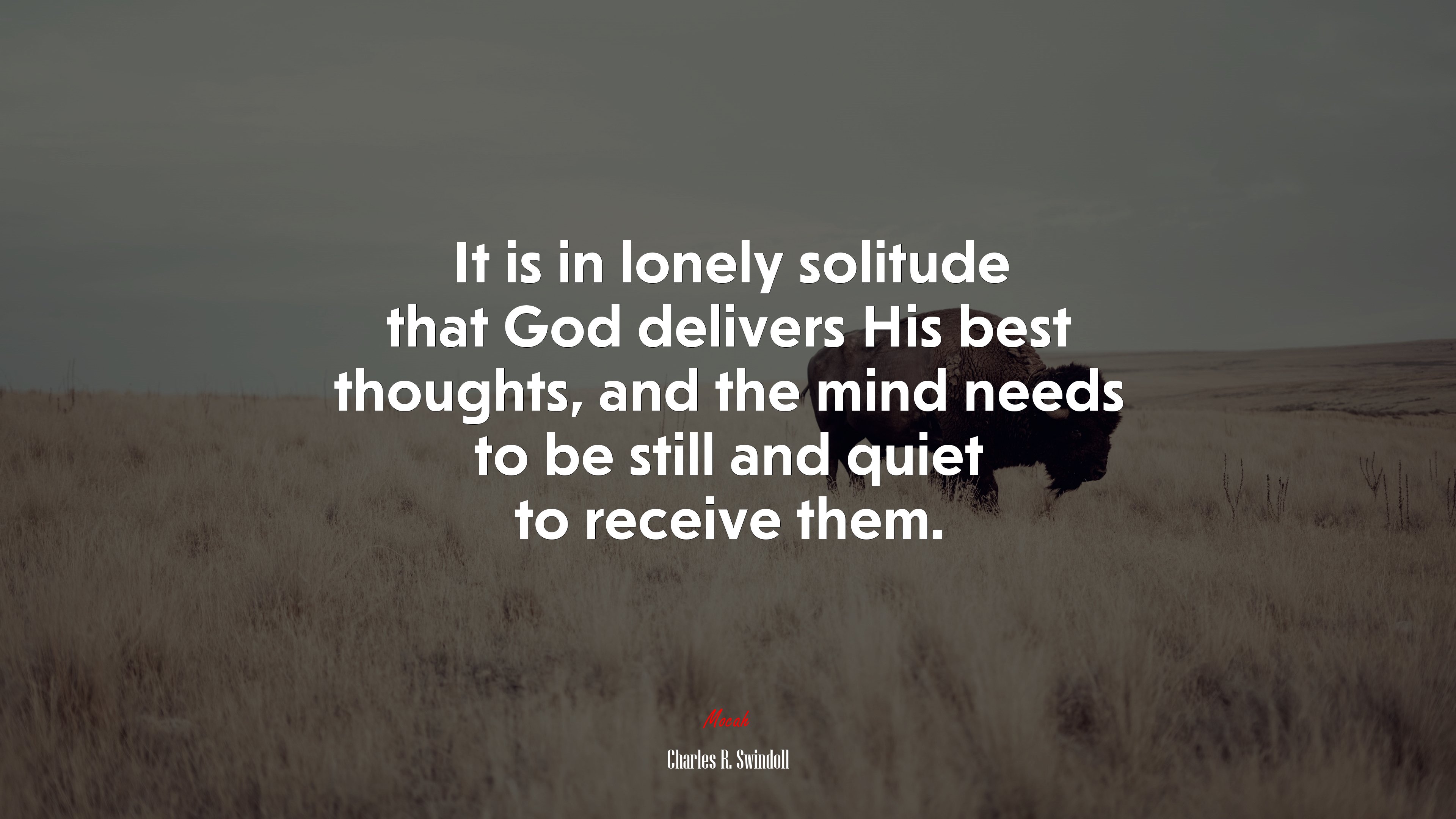 It is in lonely solitude that God delivers His best thoughts, and the mind needs to be still and quiet to receive them. | Charles R. Swindoll quote HD Wallpaper
