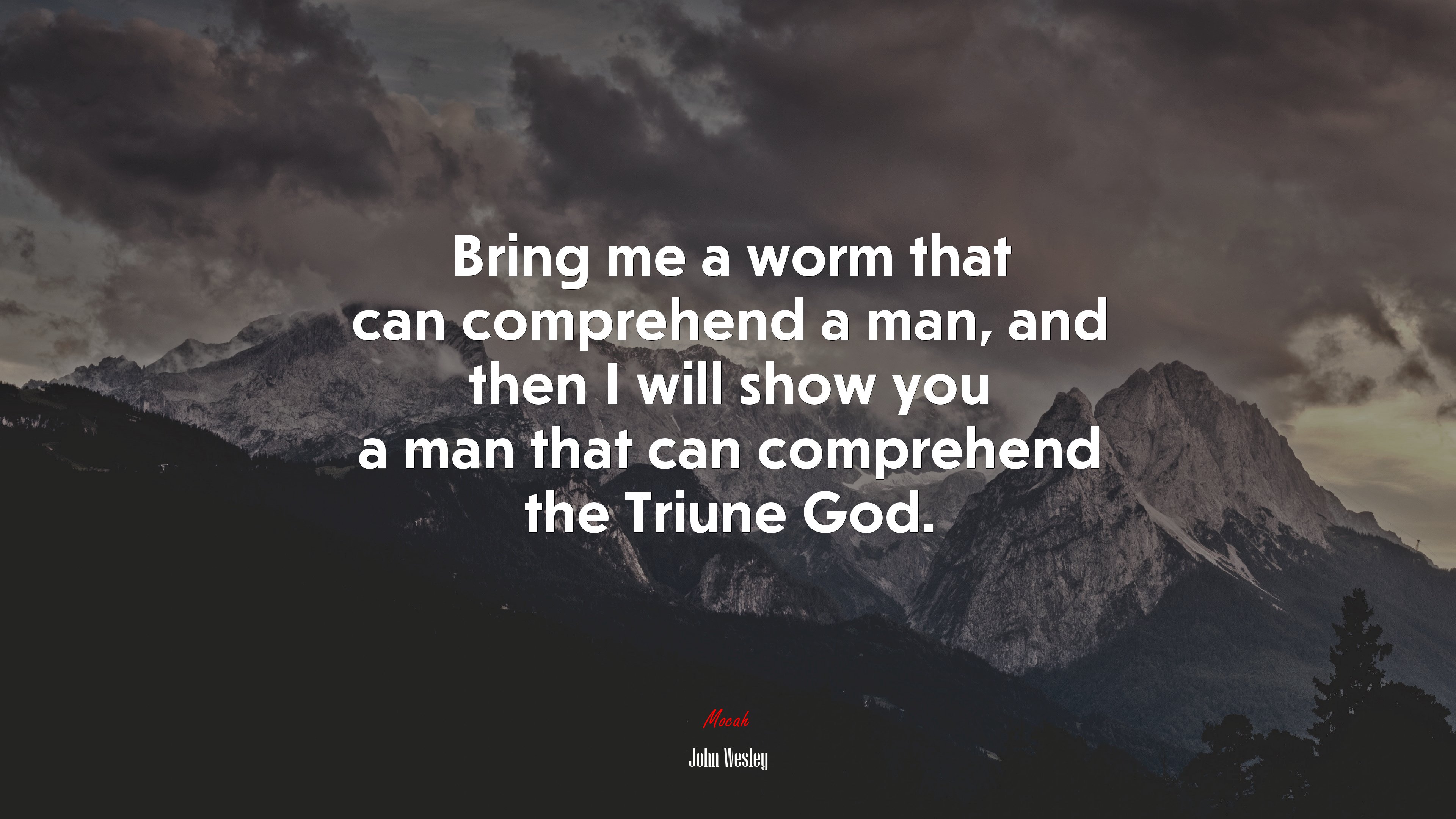 Bring me a worm that can comprehend a man, and then I will show you a man that can comprehend the Triune God. | John Wesley quote HD Wallpaper