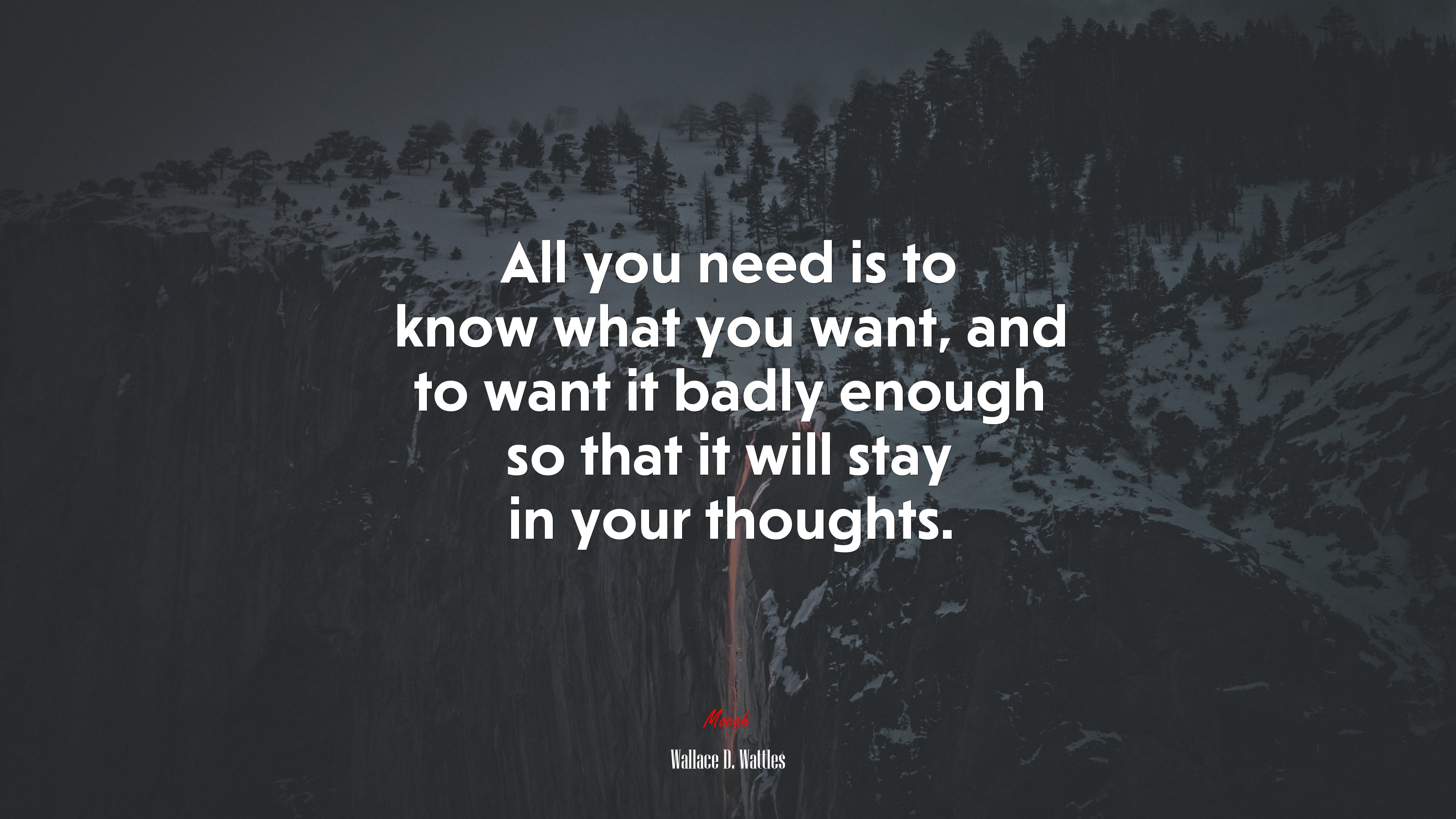 All you need is to know what you want, and to want it badly enough so that it will stay in your thoughts. | Wallace D. Wattles quote HD Wallpaper