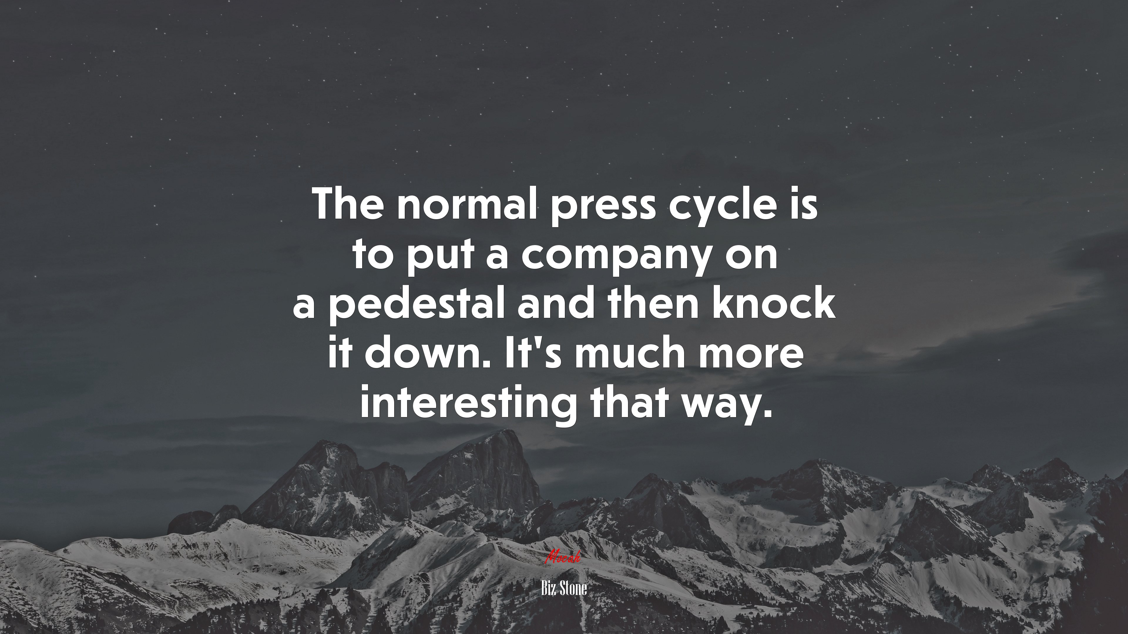 The normal press cycle is to put a company on a pedestal and then knock it down. It’s much more interesting that way. | Biz Stone quote HD Wallpaper