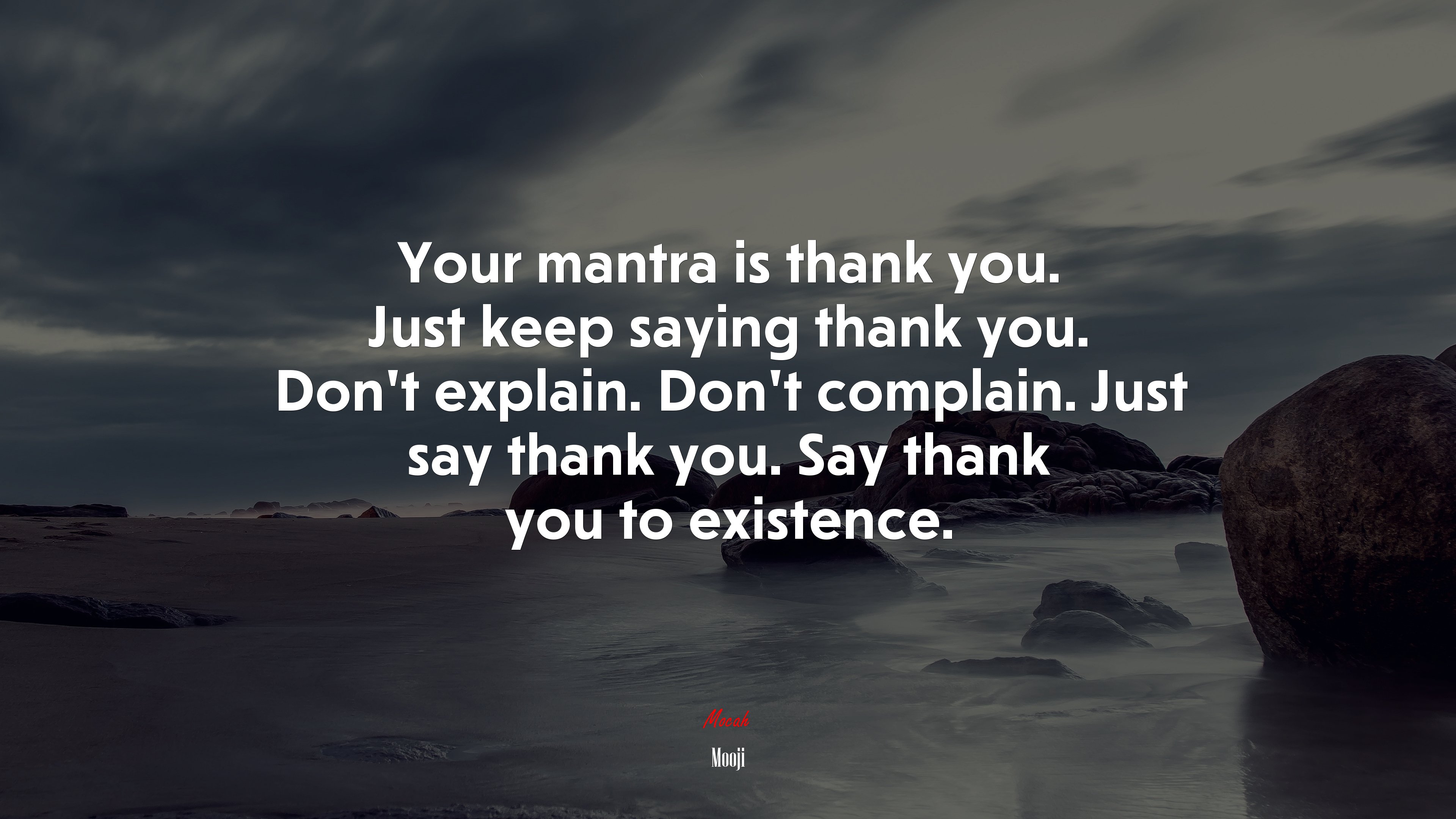Your mantra is thank you. Just keep saying thank you. Don’t explain. Don’t complain. Just say thank you. Say thank you to existence. | Mooji quote HD Wallpaper