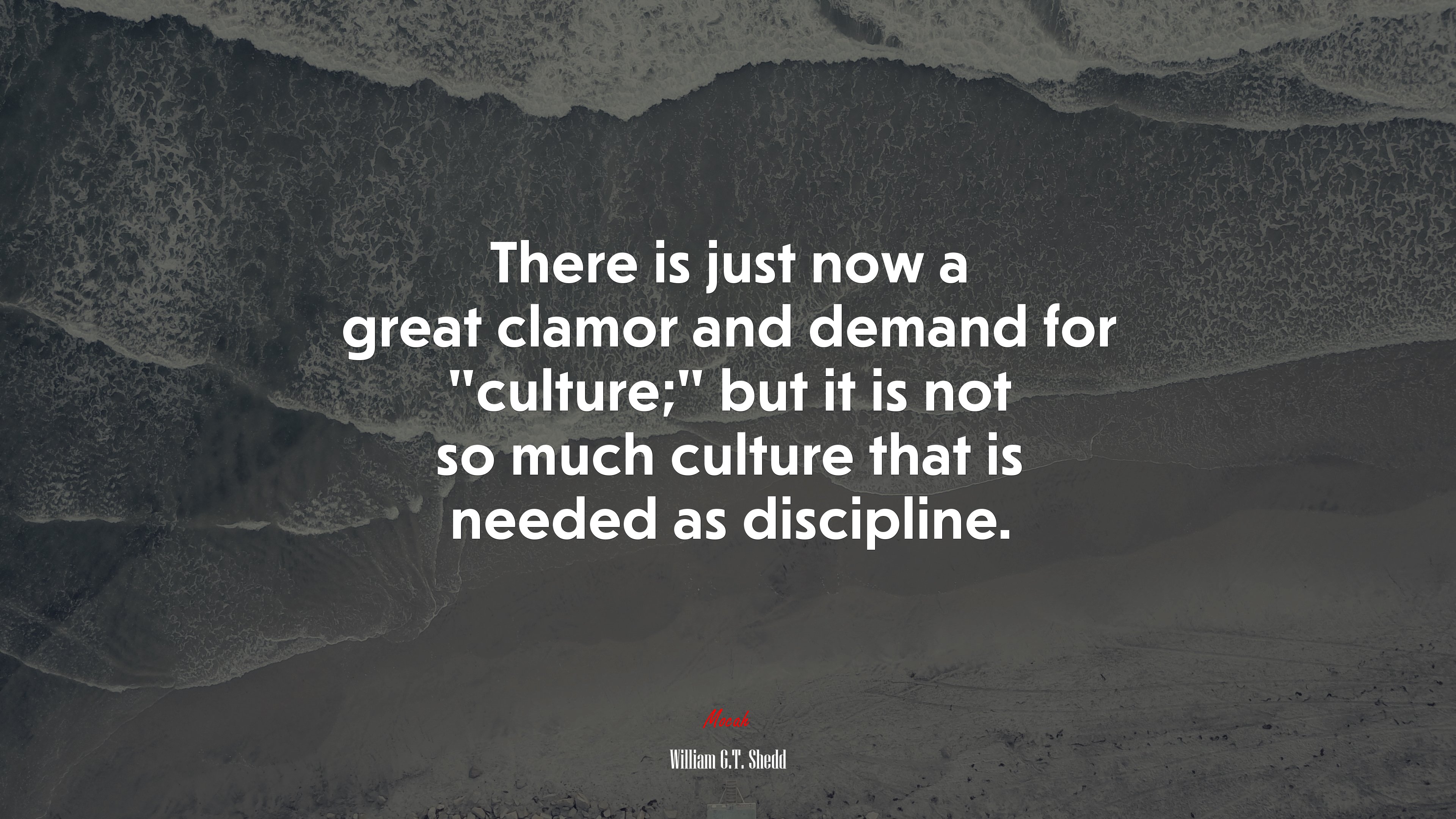 There is just now a great clamor and demand for “culture;” but it is not so much culture that is needed as discipline. | William G.T. Shedd quote HD Wallpaper