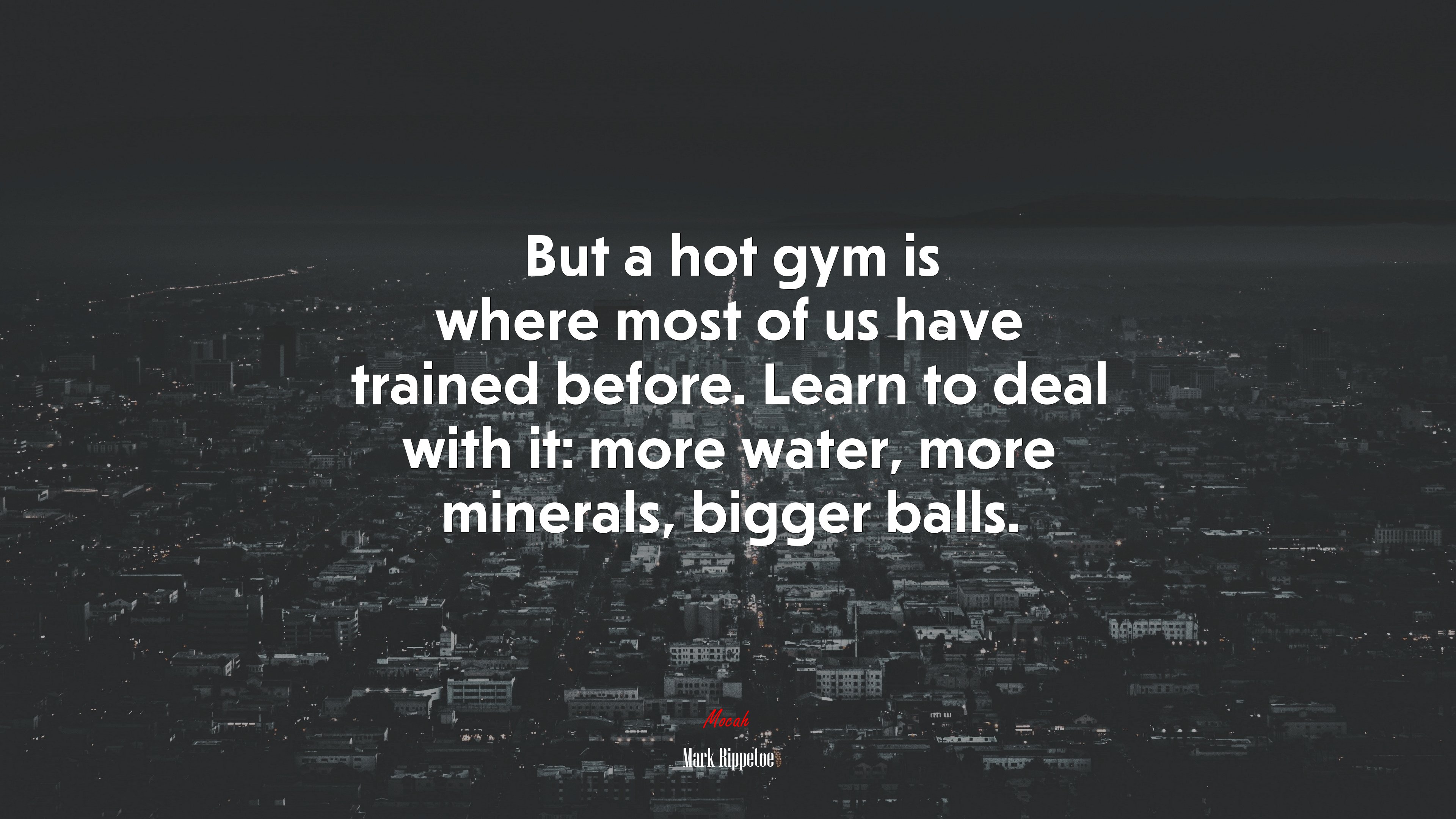 But a hot gym is where most of us have trained before. Learn to deal with it: more water, more minerals, bigger balls. | Mark Rippetoe quote HD Wallpaper