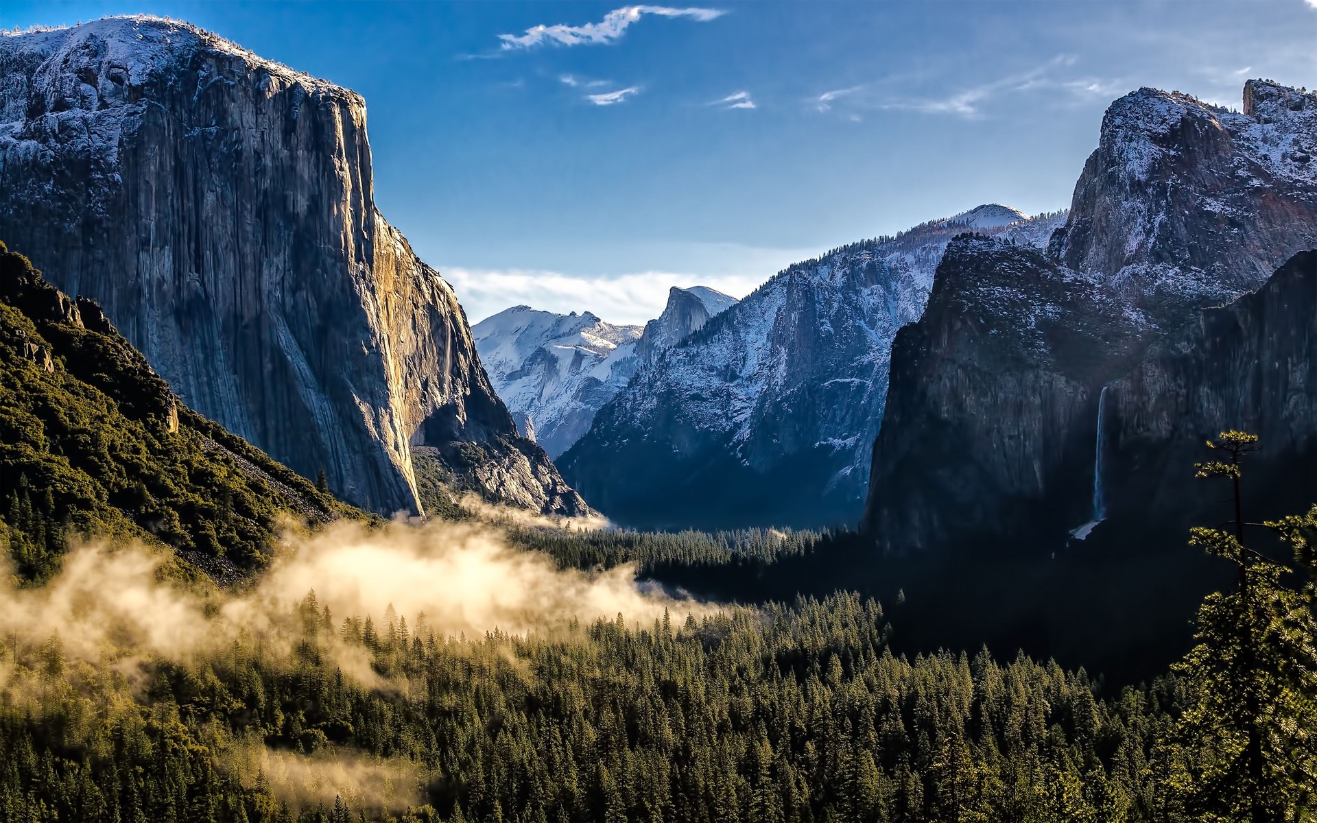 Yosemite Valley with El Capitan and Half Dome HD Wallpaper