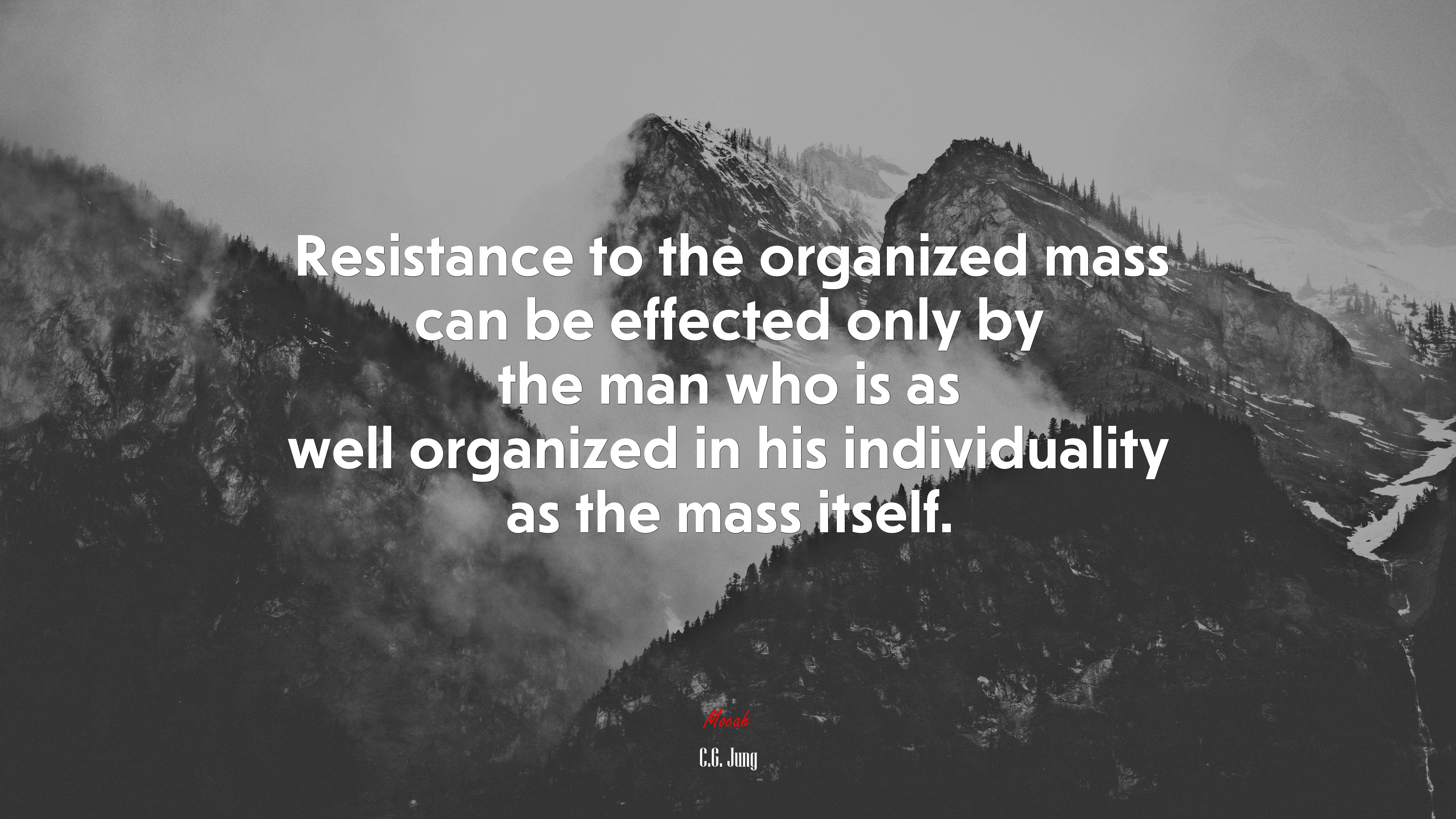 Resistance to the organized mass can be effected only by the man who is as well organized in his individuality as the mass itself. | C.G. Jung quote HD Wallpaper