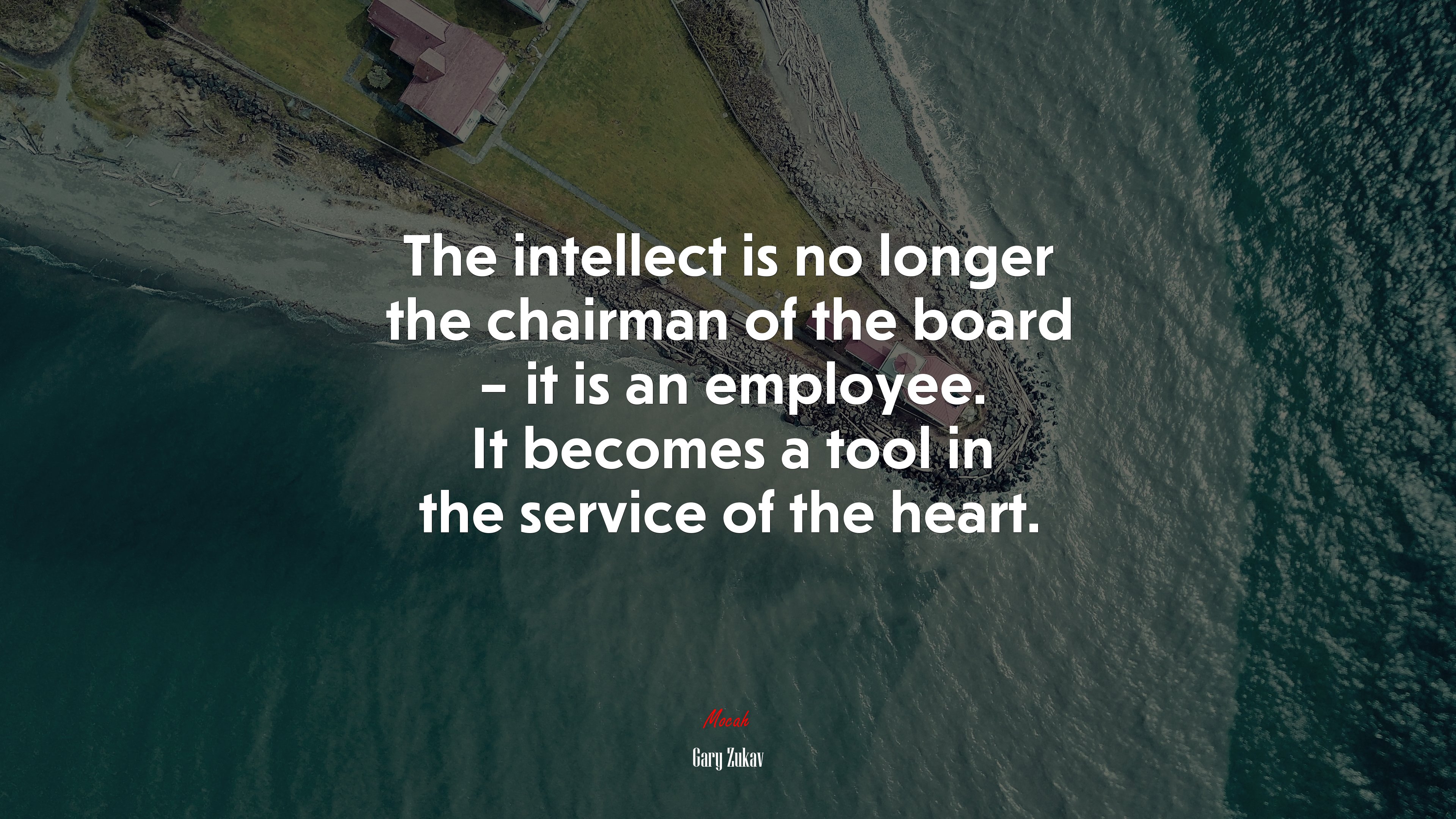 The intellect is no longer the chairman of the board – it is an employee. It becomes a tool in the service of the heart. | Gary Zukav quote HD Wallpaper