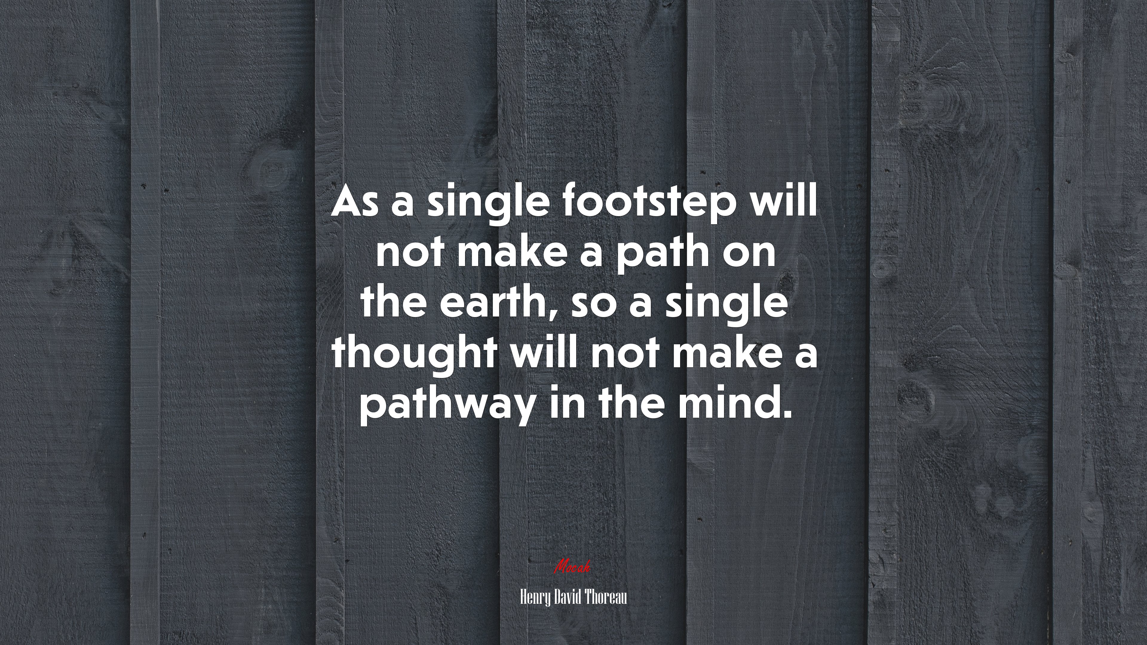 As a single footstep will not make a path on the earth, so a single thought will not make a pathway in the mind. | Henry David Thoreau quote HD Wallpaper