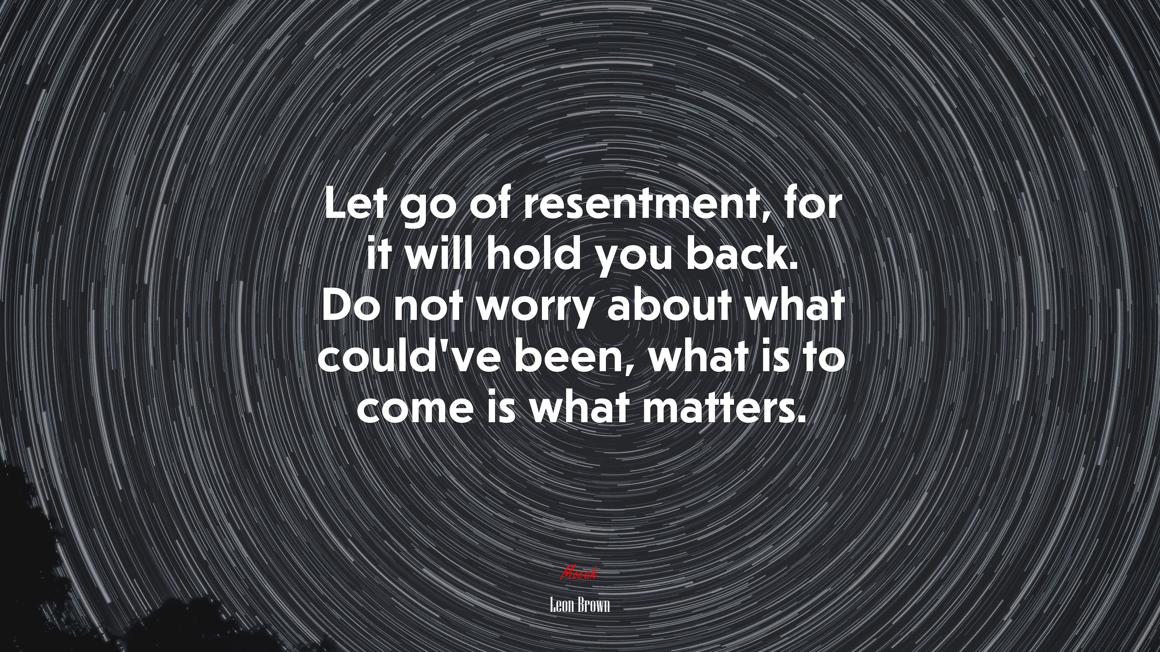 Let go of resentment, for it will hold you back. Do not worry about what could’ve been, what is to come is what matters. | Leon Brown quote HD Wallpaper