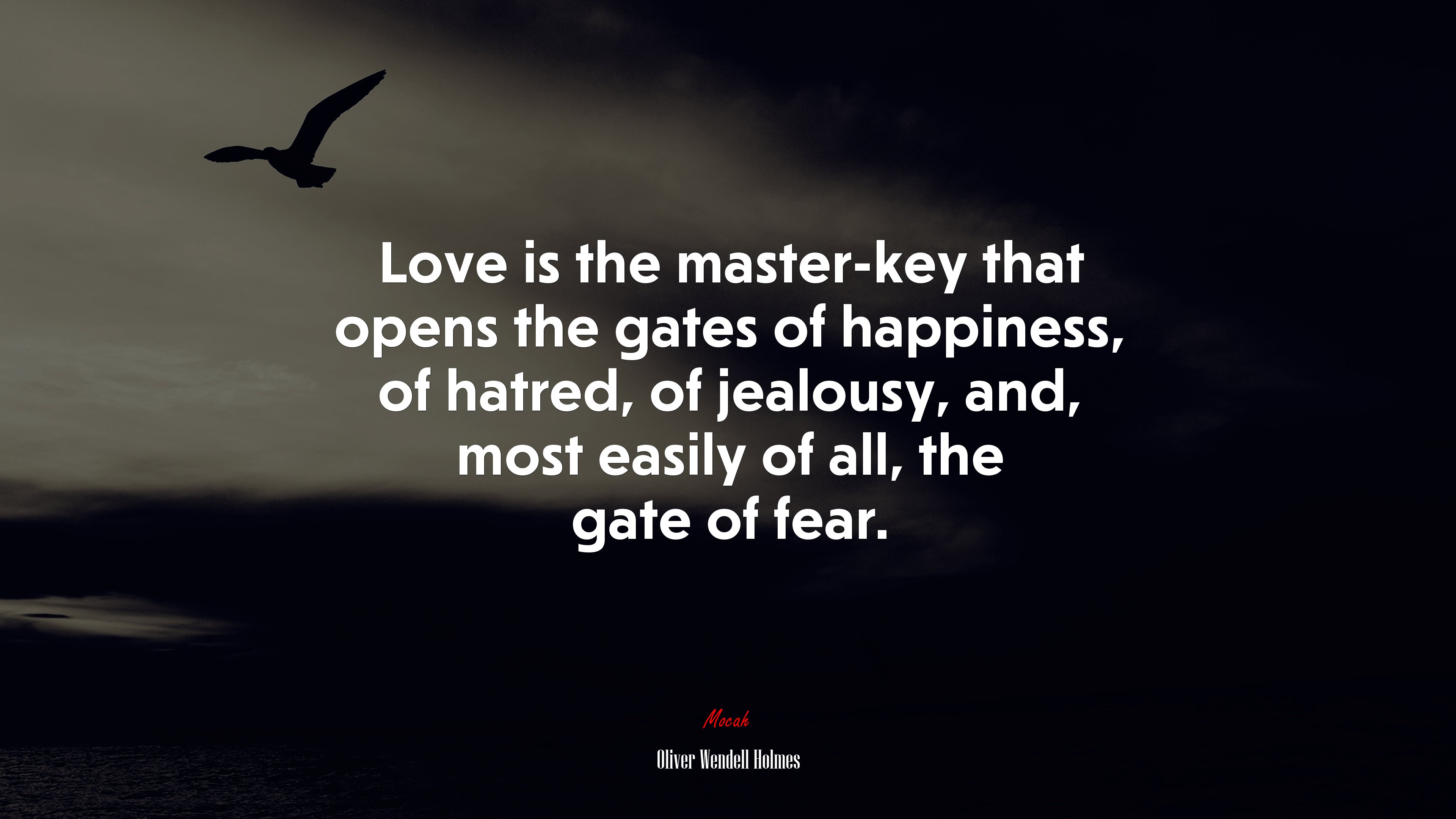 Love is the master-key that opens the gates of happiness, of hatred, of jealousy, and, most easily of all, the gate of fear. | Oliver Wendell Holmes quote HD Wallpaper