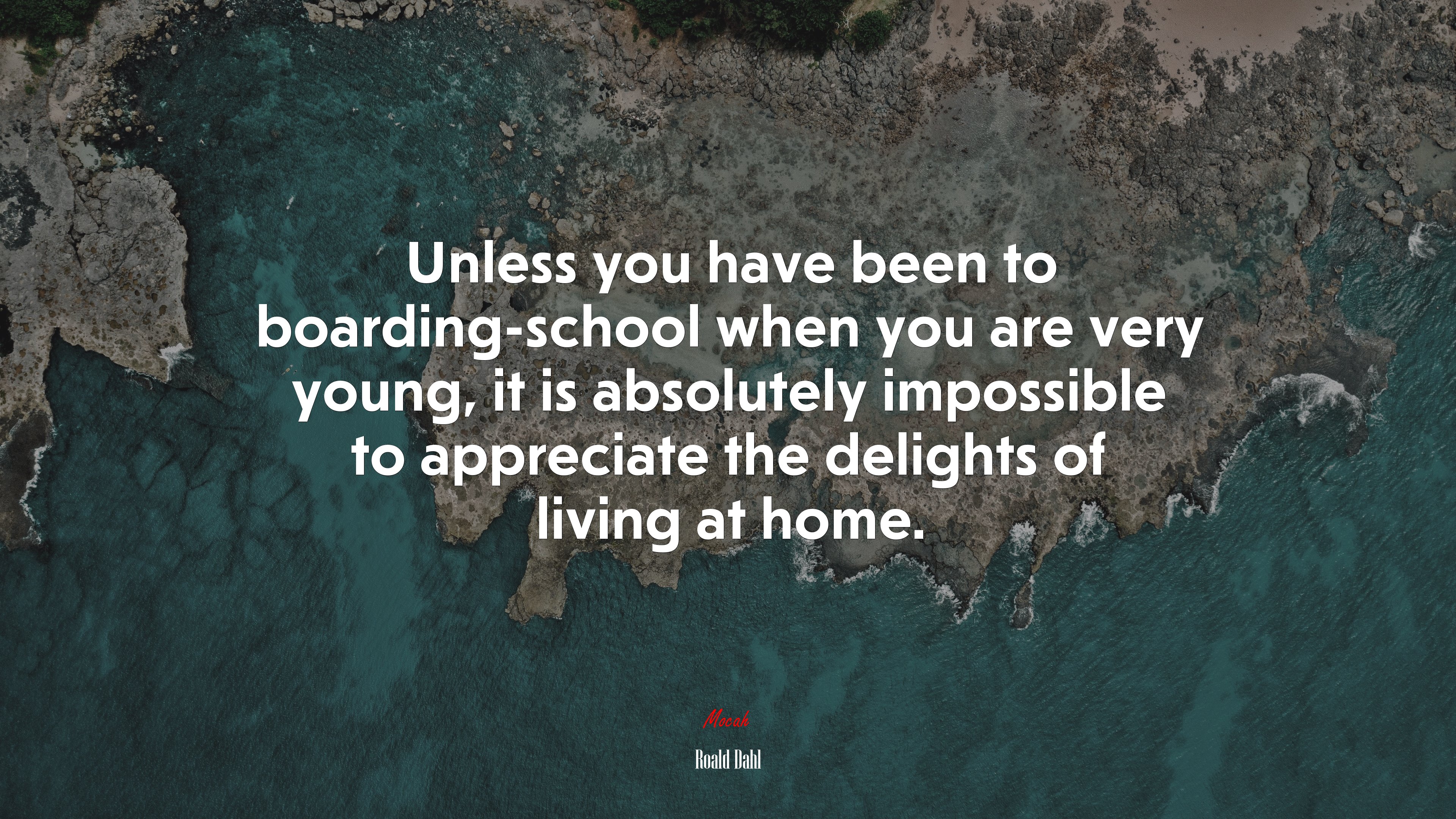 Unless you have been to boarding-school when you are very young, it is absolutely impossible to appreciate the delights of living at home. | Roald Dahl quote HD Wallpaper