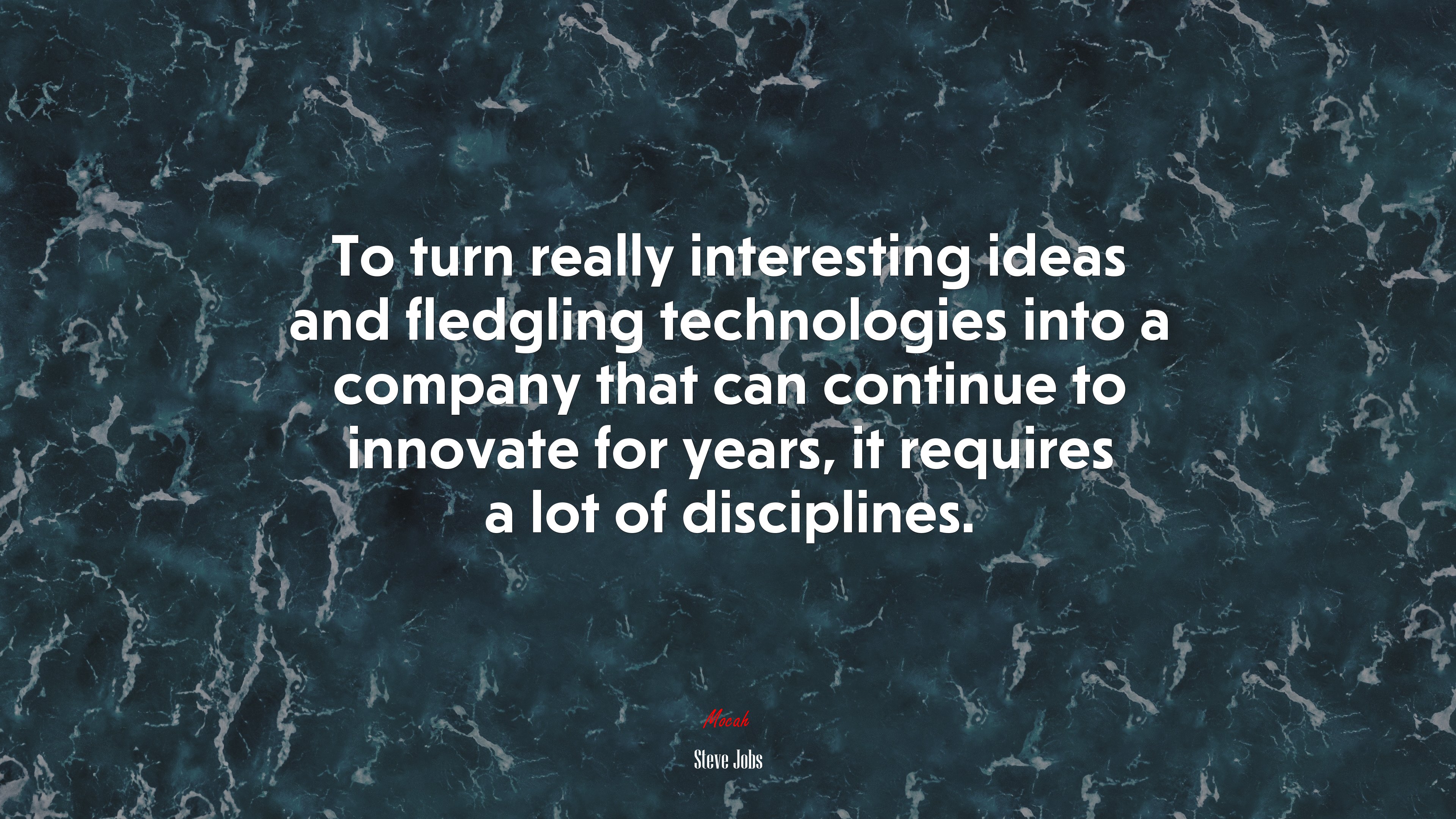 To turn really interesting ideas and fledgling technologies into a company that can continue to innovate for years, it requires a lot of disciplines. | Steve Jobs quote HD Wallpaper