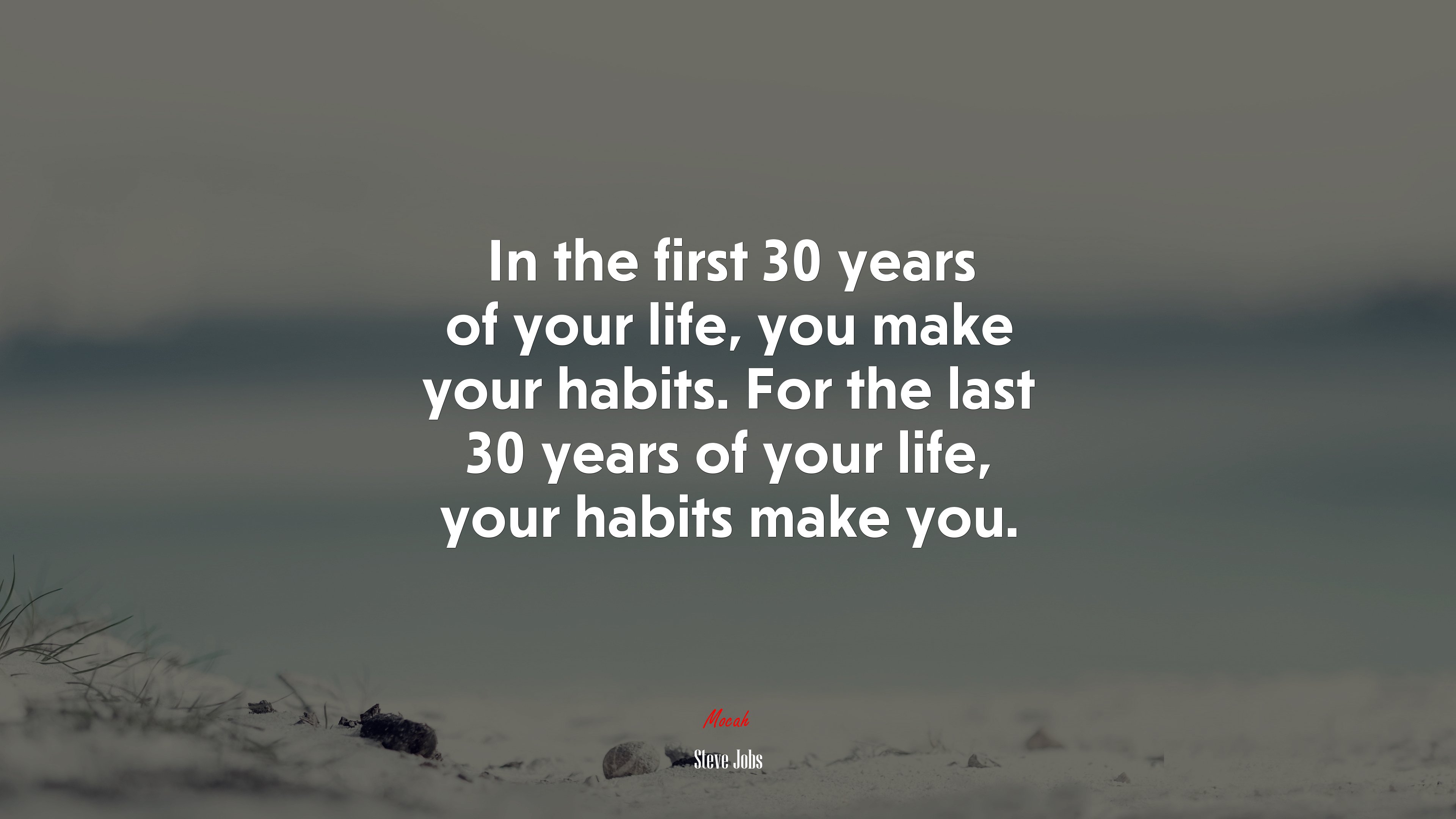In the first 30 years of your life, you make your habits. For the last 30 years of your life, your habits make you. | Steve Jobs quote HD Wallpaper