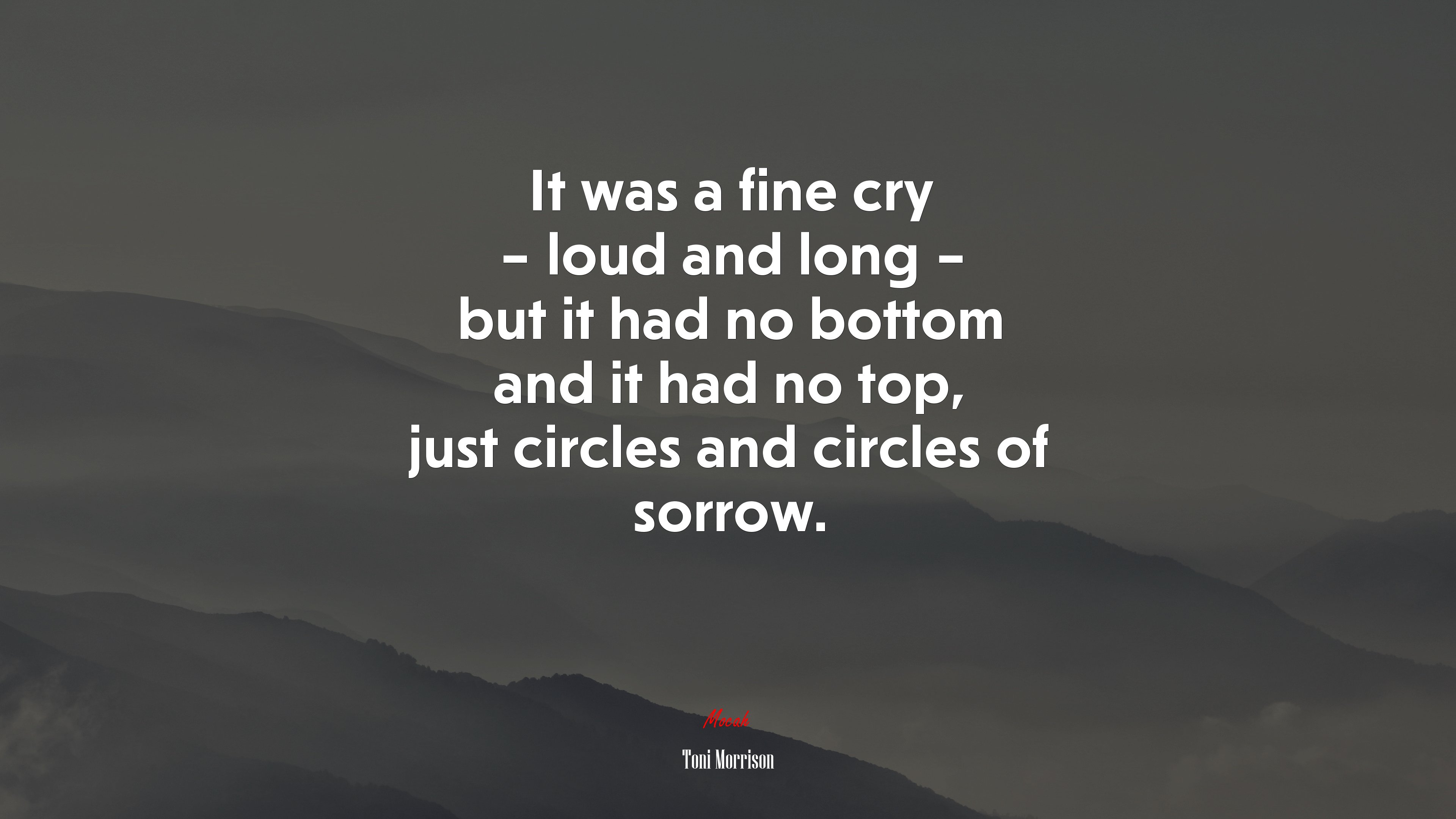 It was a fine cry – loud and long – but it had no bottom and it had no top, just circles and circles of sorrow. | Toni Morrison quote HD Wallpaper