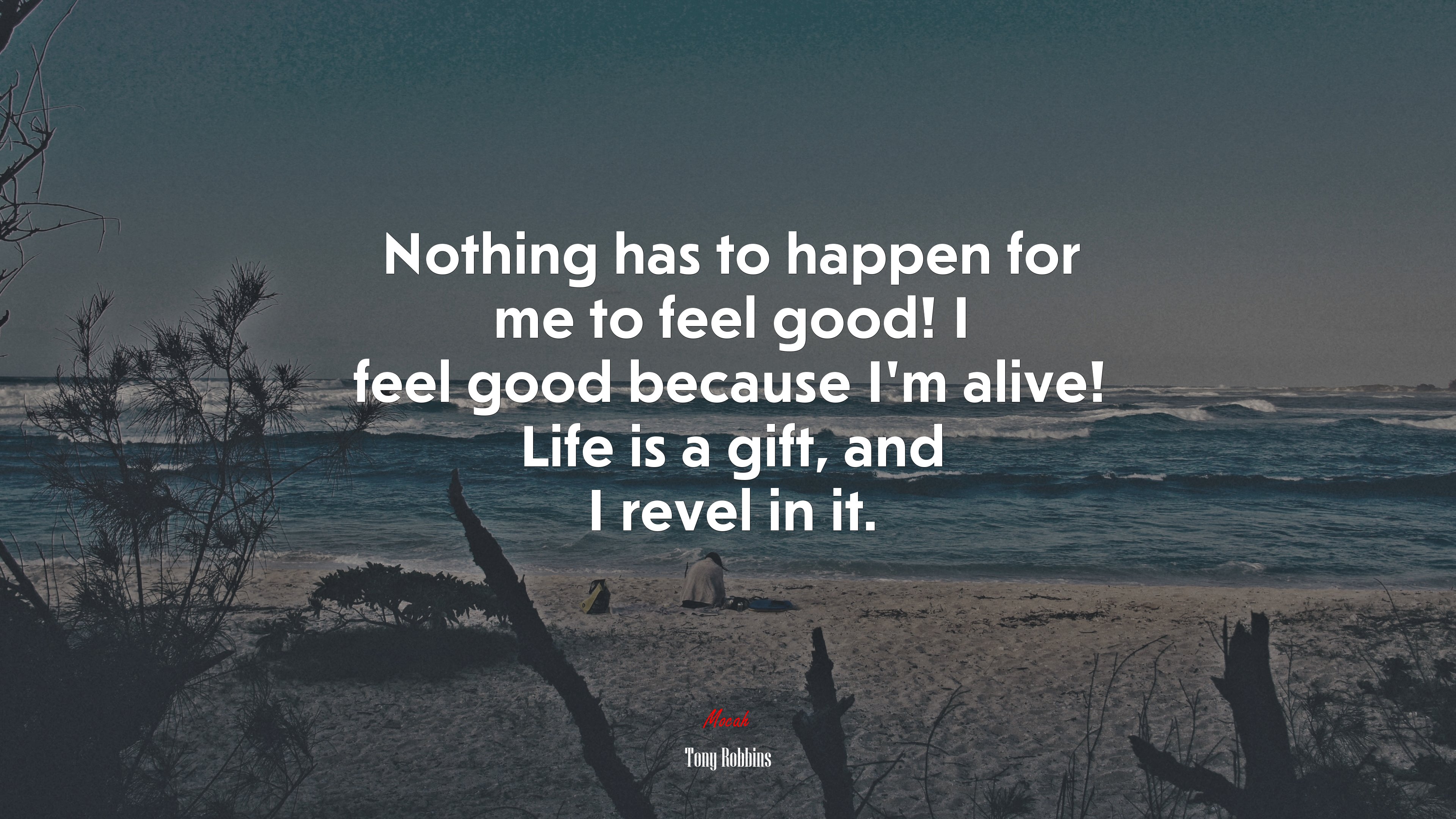 Nothing has to happen for me to feel good! I feel good because I’m alive! Life is a gift, and I revel in it. | Tony Robbins quote HD Wallpaper