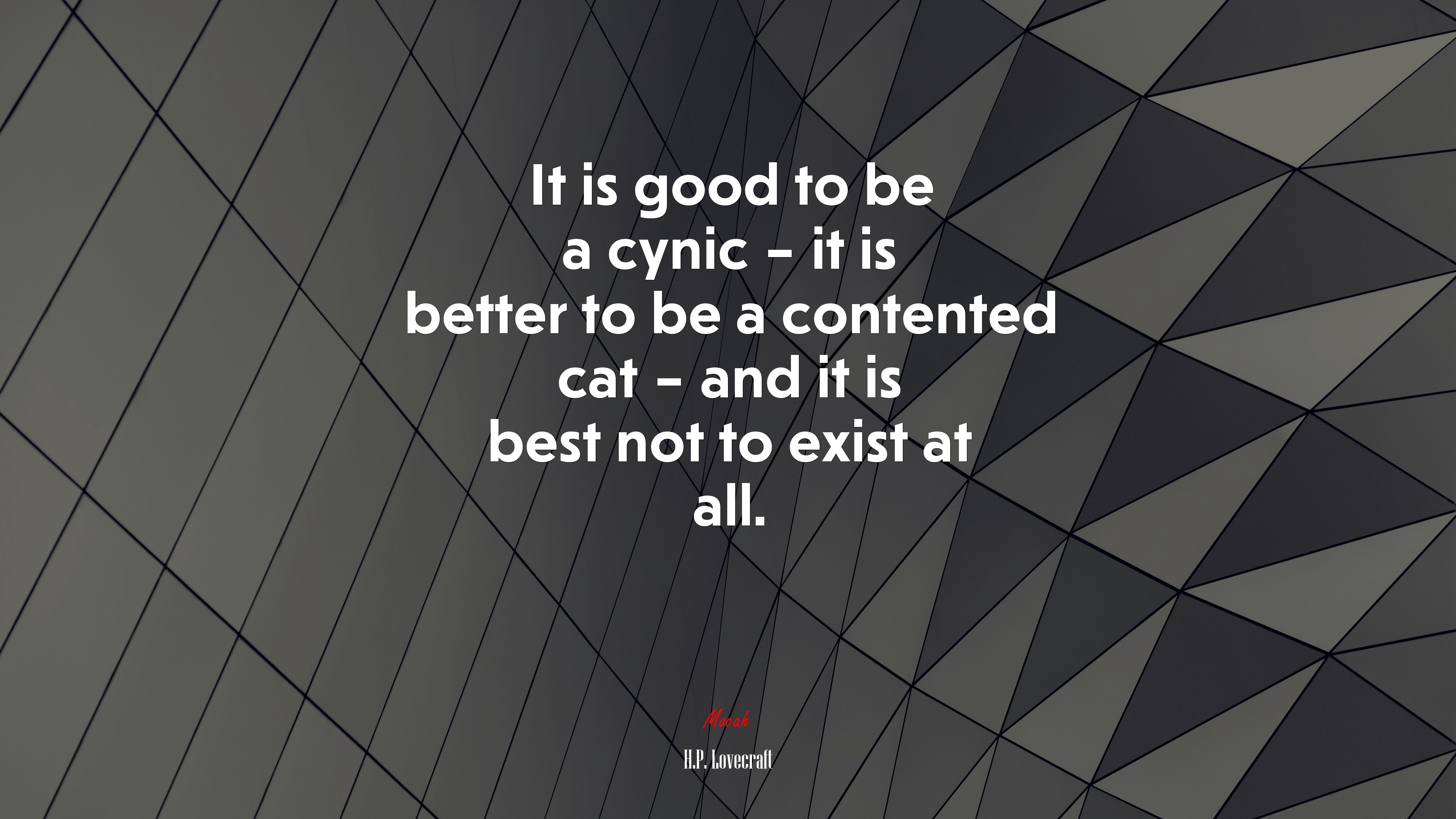 It is good to be a cynic – it is better to be a contented cat – and it is best not to exist at all. | H.P. Lovecraft quote HD Wallpaper