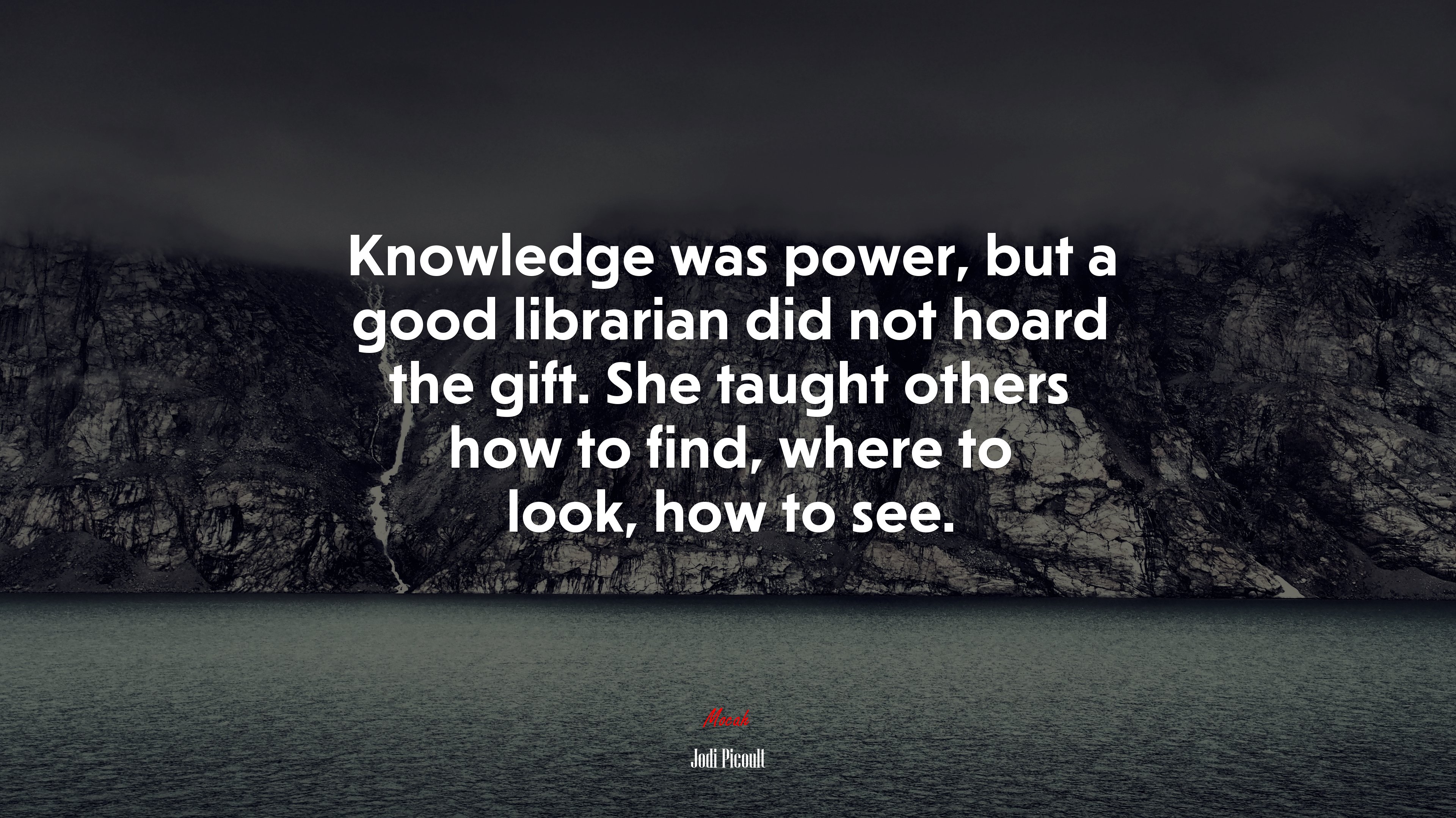 Knowledge was power, but a good librarian did not hoard the gift. She taught others how to find, where to look, how to see. | Jodi Picoult quote HD Wallpaper