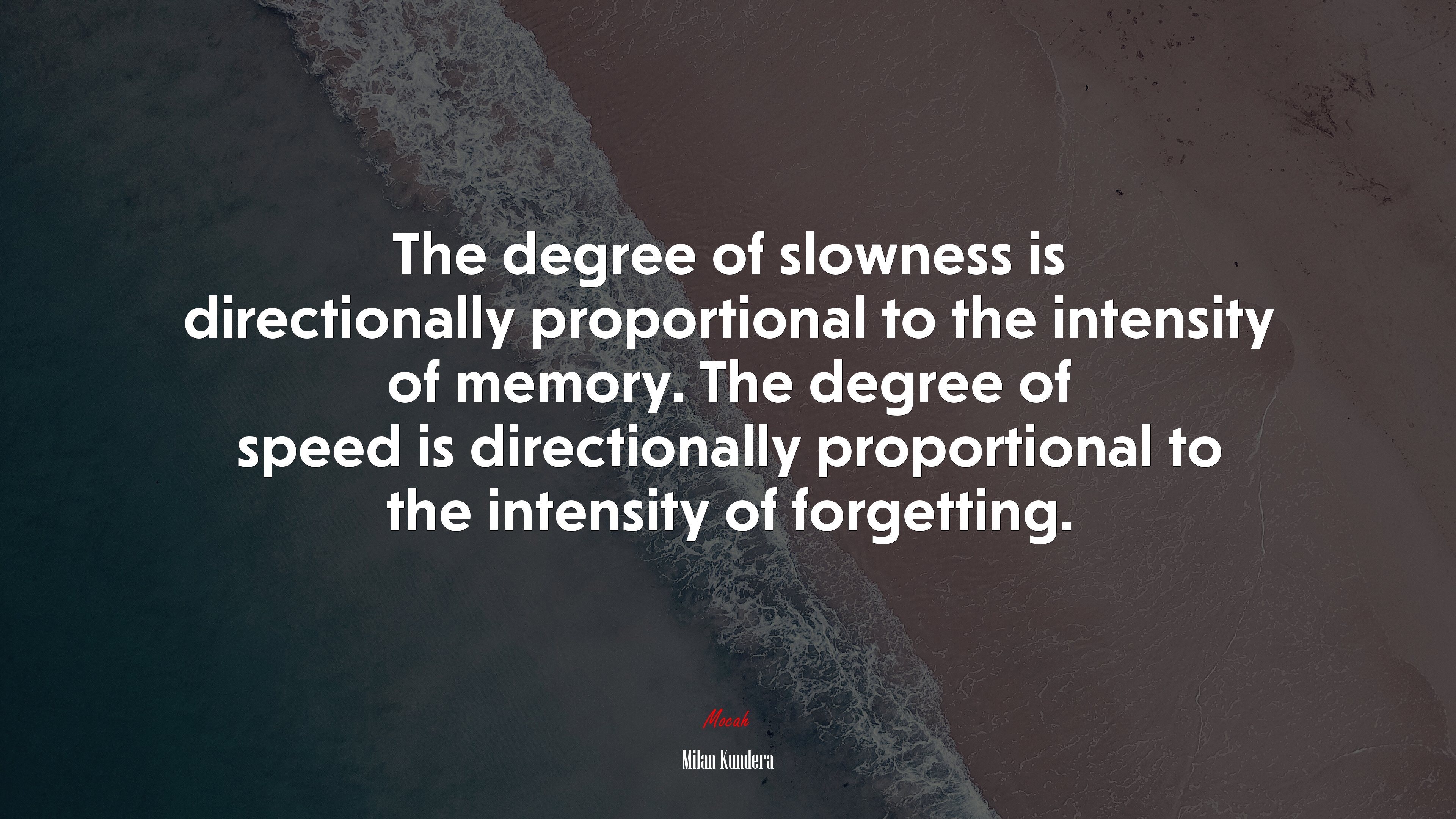 The degree of slowness is directionally proportional to the intensity of memory. The degree of speed is directionally proportional to the intensity of forgetting. | Milan Kundera quote HD Wallpaper