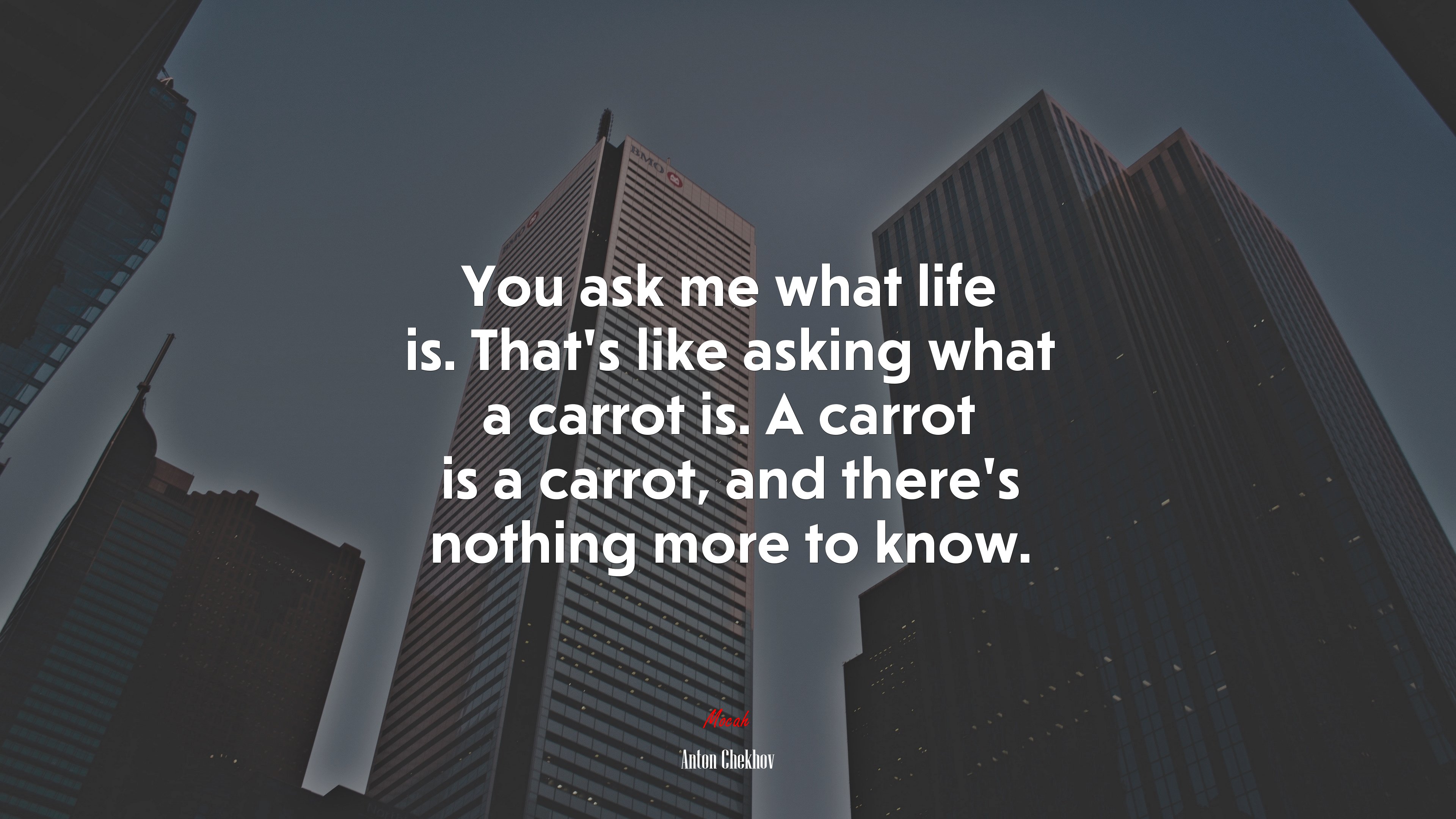 You ask me what life is. That’s like asking what a carrot is. A carrot is a carrot, and there’s nothing more to know. | Anton Chekhov quote HD Wallpaper