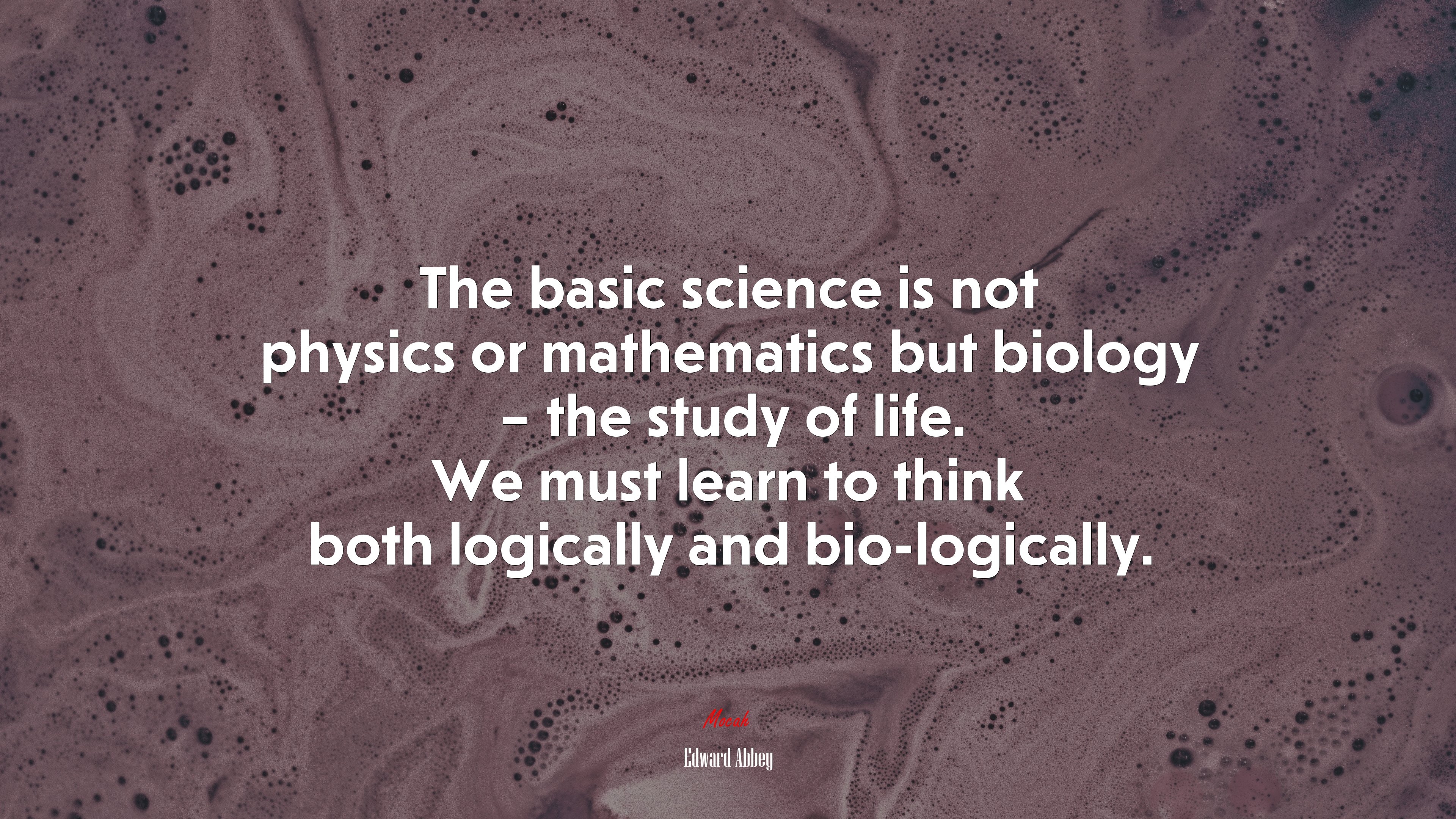 The basic science is not physics or mathematics but biology – the study of life. We must learn to think both logically and bio-logically. | Edward Abbey quote HD Wallpaper
