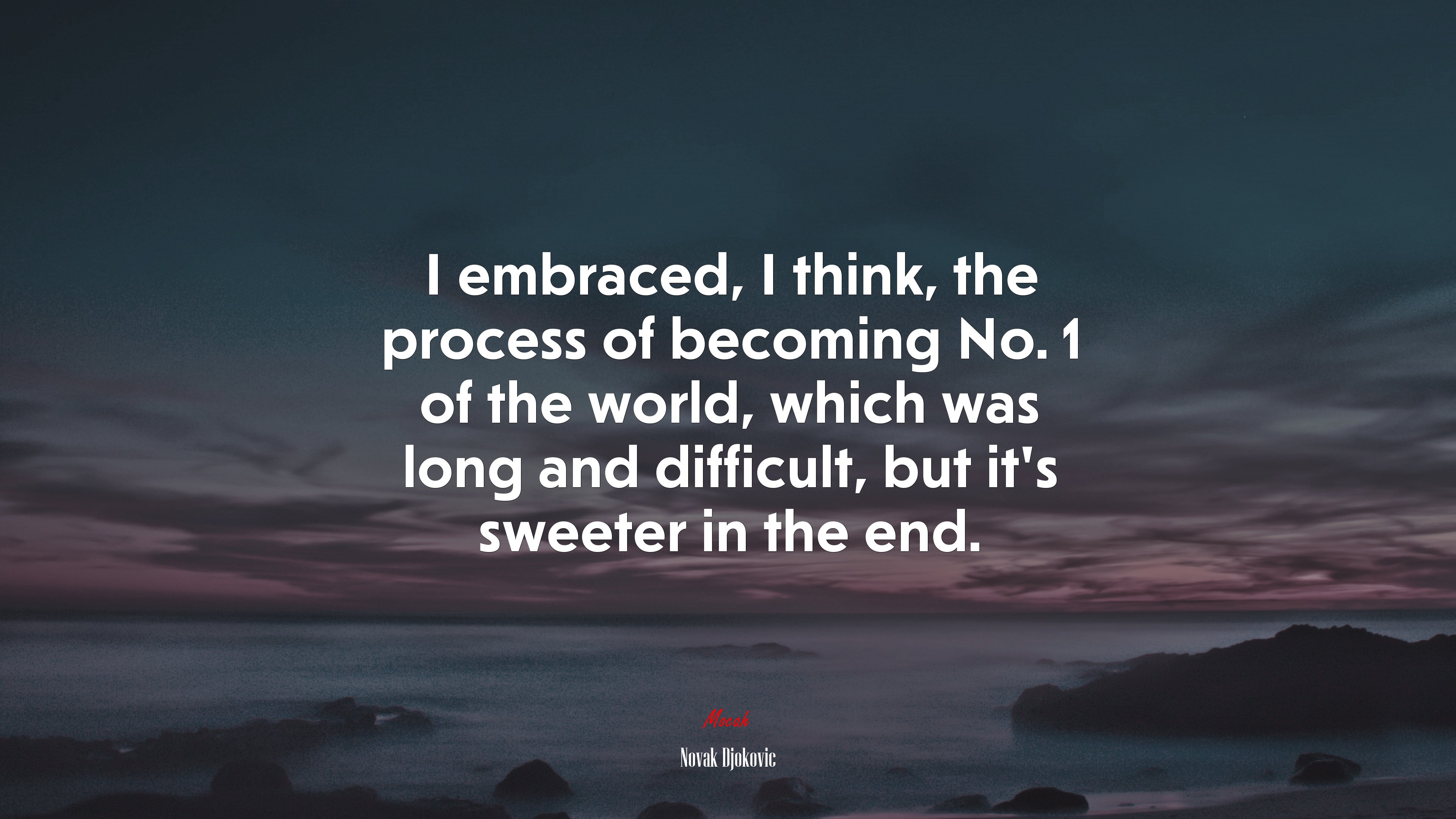 I embraced, I think, the process of becoming No. 1 of the world, which was long and difficult, but it’s sweeter in the end. | Novak Djokovic quote HD Wallpaper