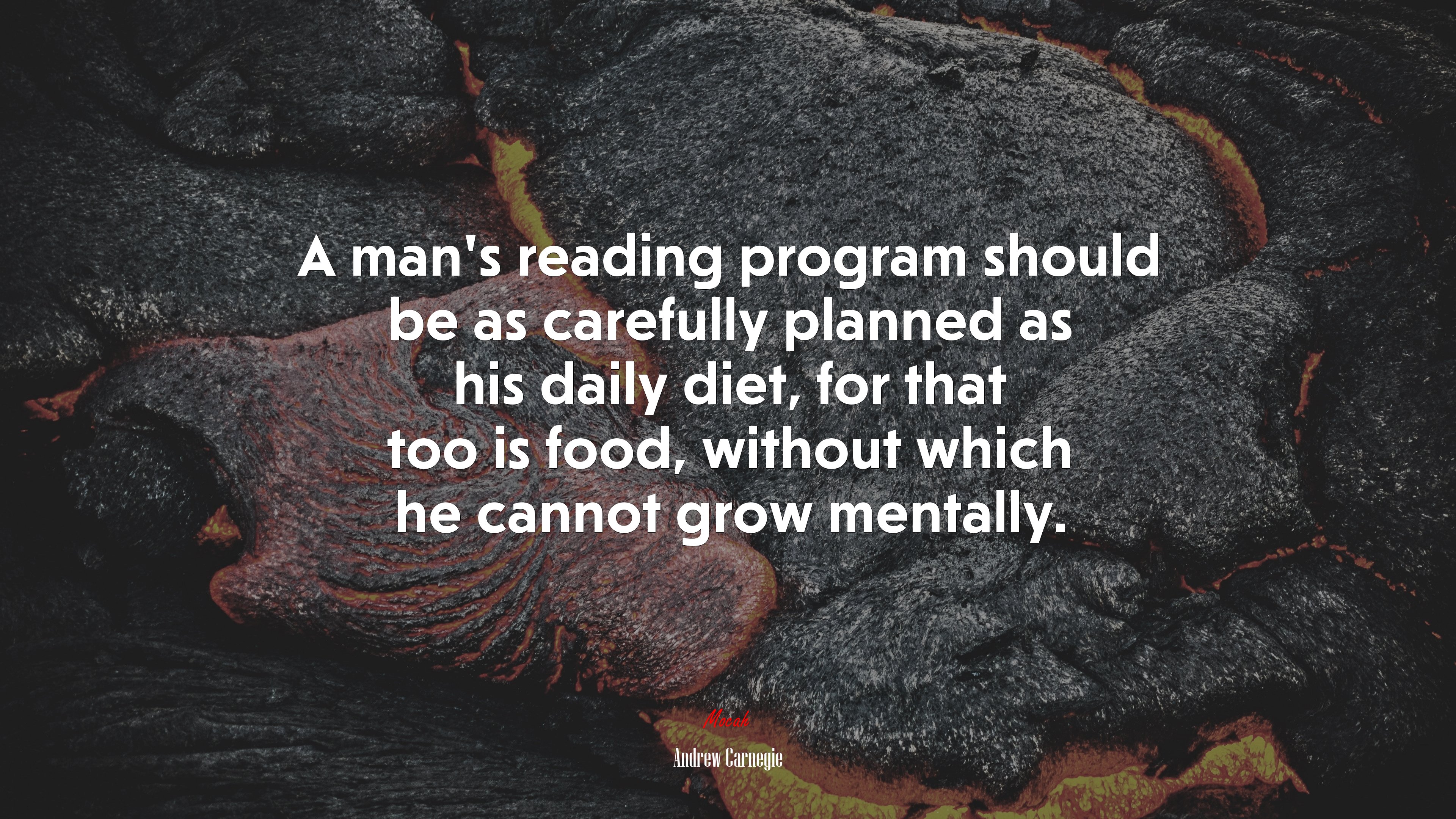 A man’s reading program should be as carefully planned as his daily diet, for that too is food, without which he cannot grow mentally. | Andrew Carnegie quote HD Wallpaper