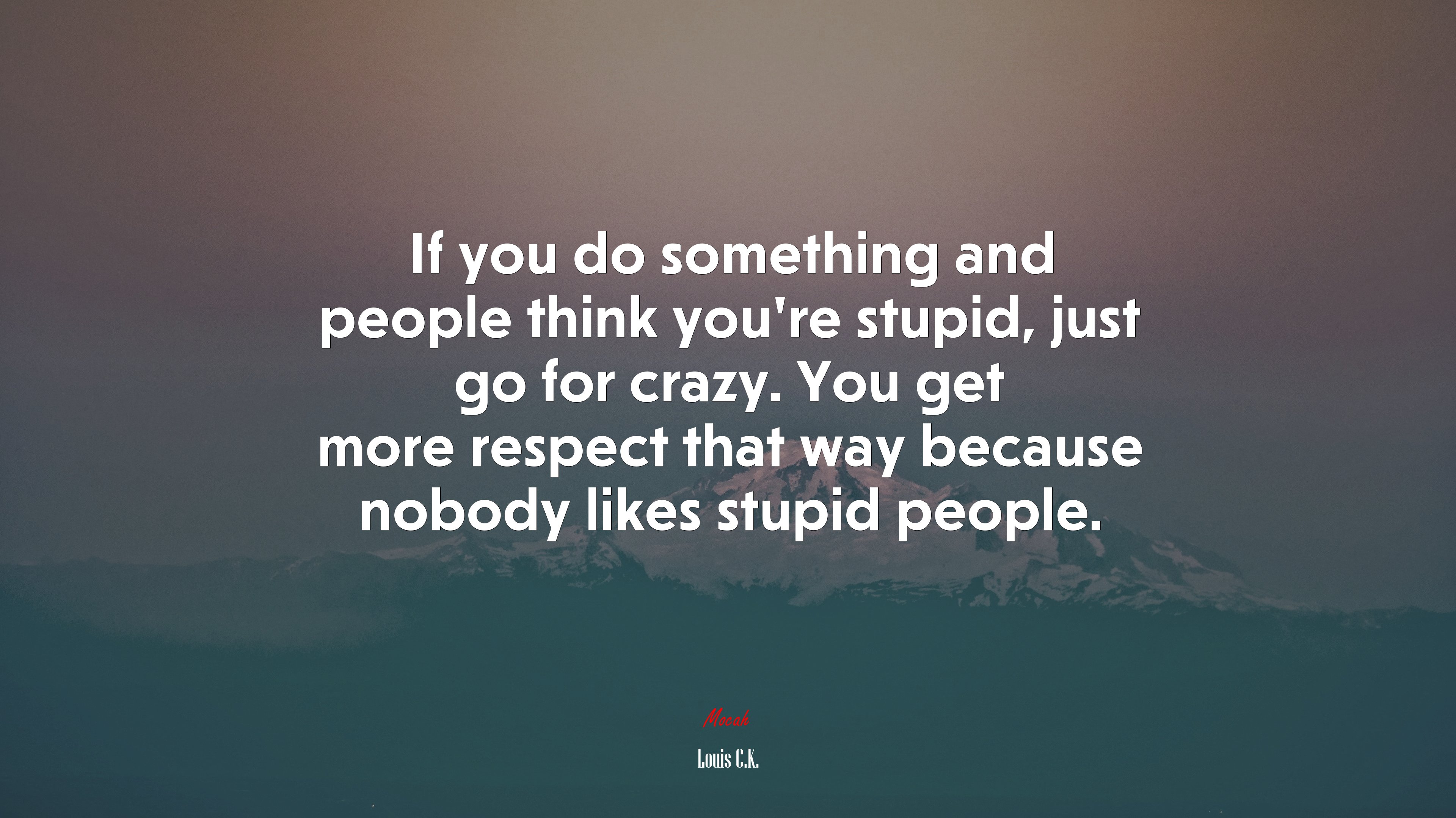 If you do something and people think you’re stupid, just go for crazy. You get more respect that way because nobody likes stupid people. | Louis C.K. quote HD Wallpaper