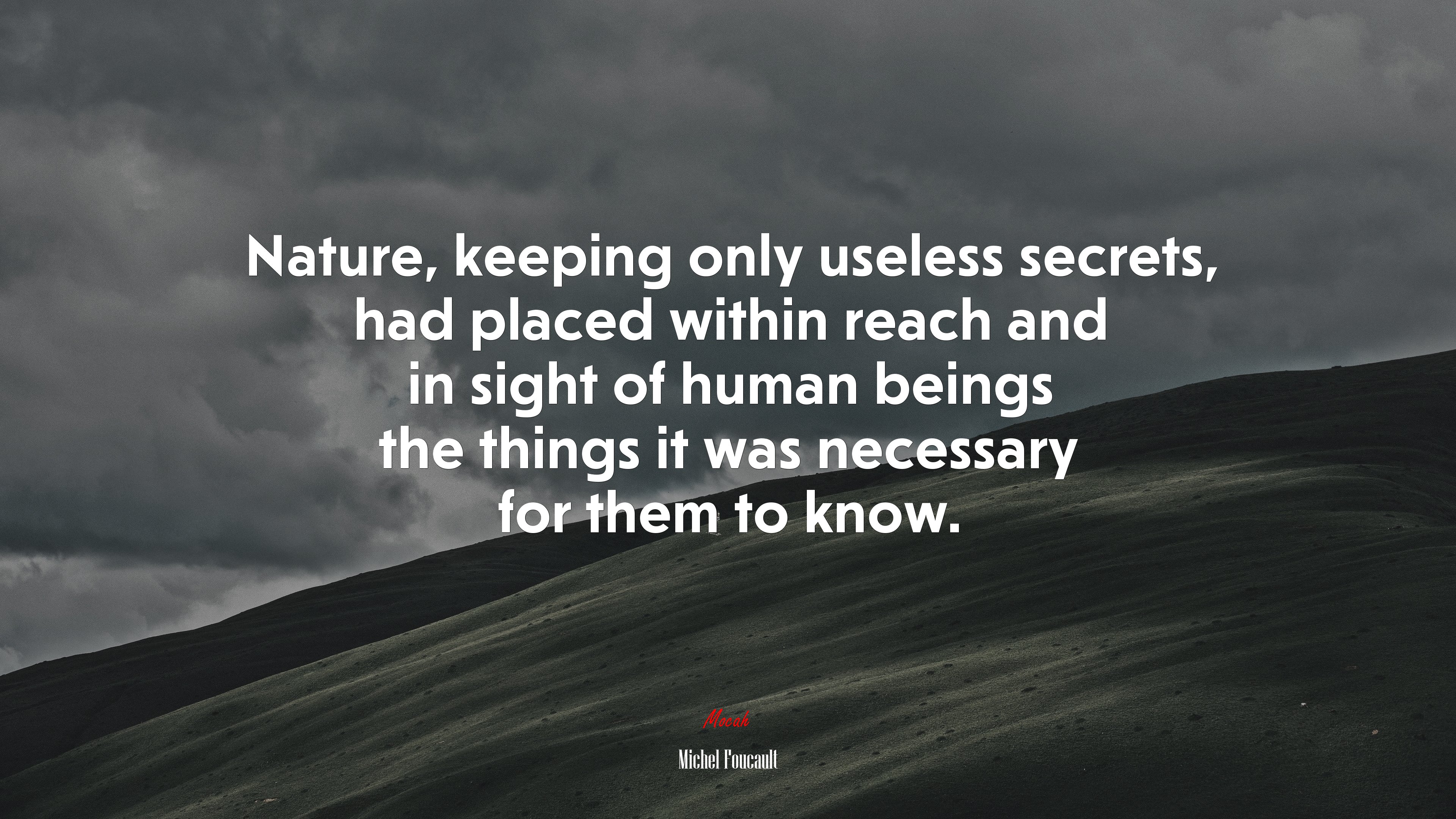 Nature, keeping only useless secrets, had placed within reach and in sight of human beings the things it was necessary for them to know. | Michel Foucault quote HD Wallpaper