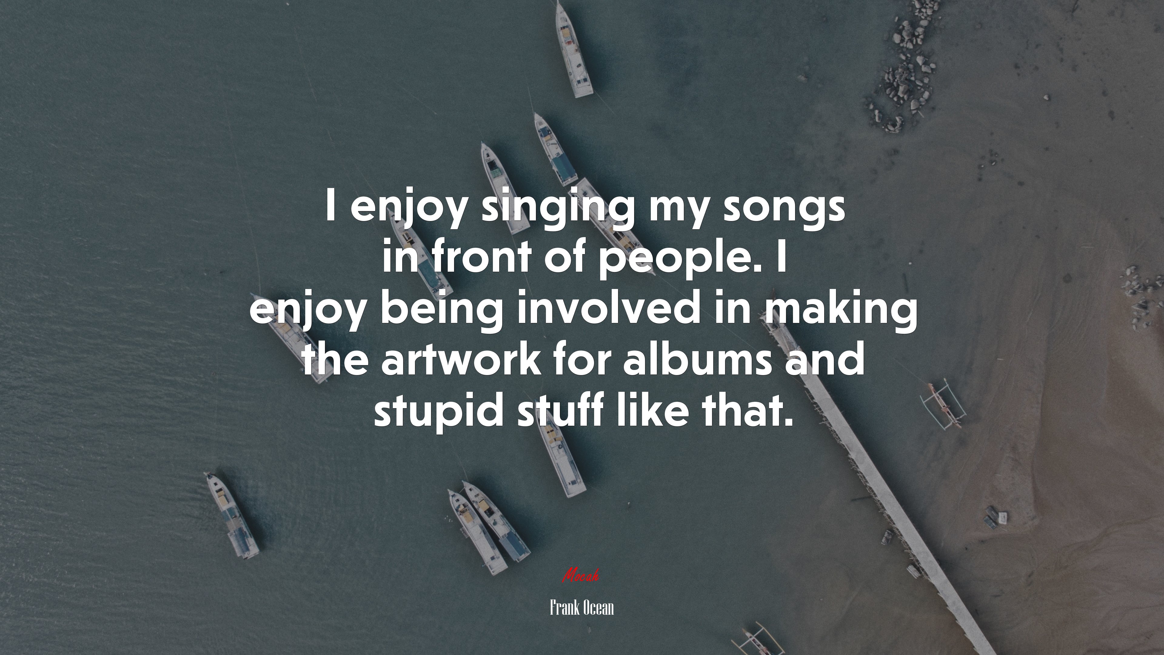 I enjoy singing my songs in front of people. I enjoy being involved in making the artwork for albums and stupid stuff like that. | Frank Ocean quote HD Wallpaper