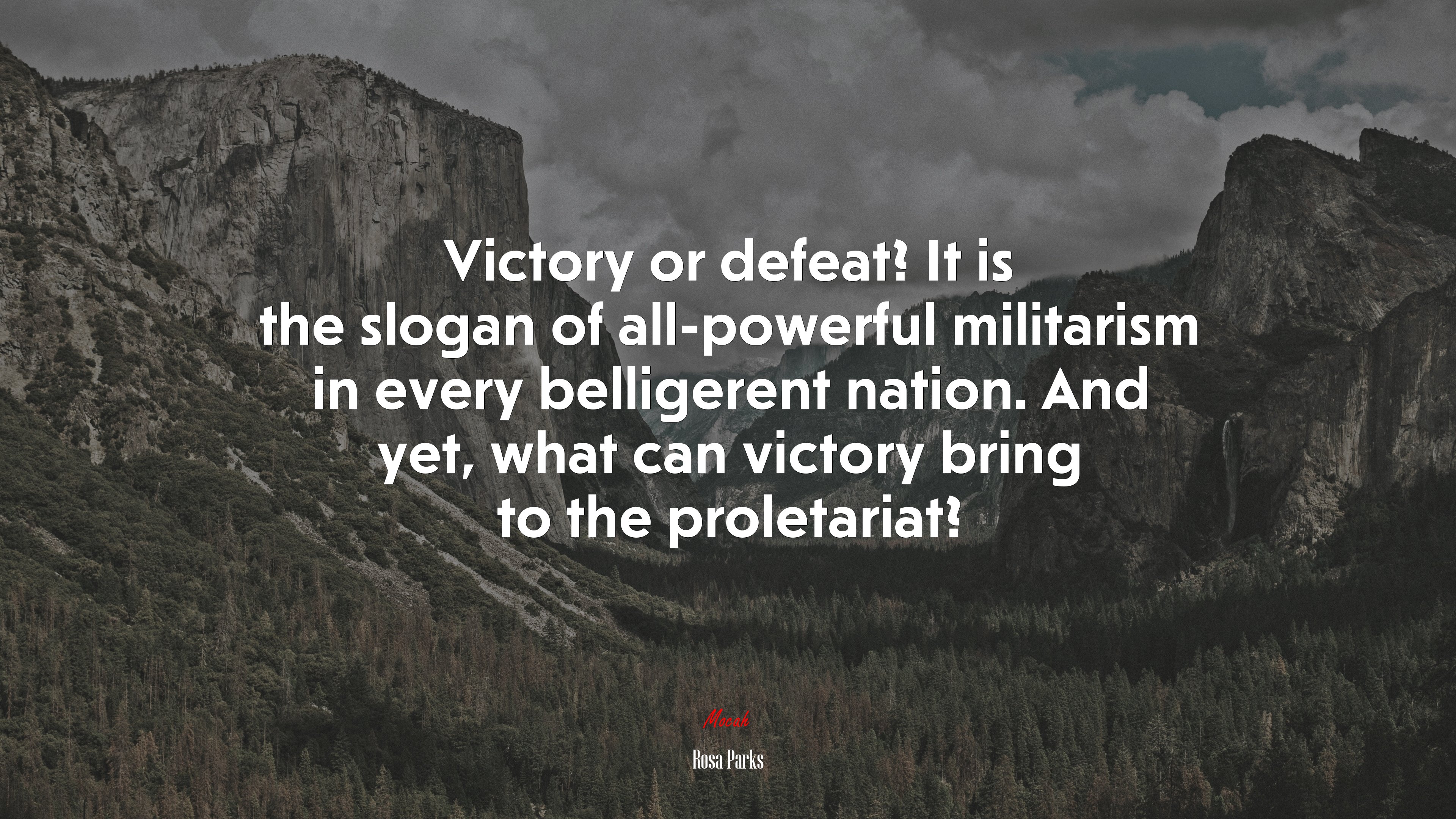 Victory or defeat? It is the slogan of all-powerful militarism in every belligerent nation. And yet, what can victory bring to the proletariat? | Rosa Parks quote HD Wallpaper