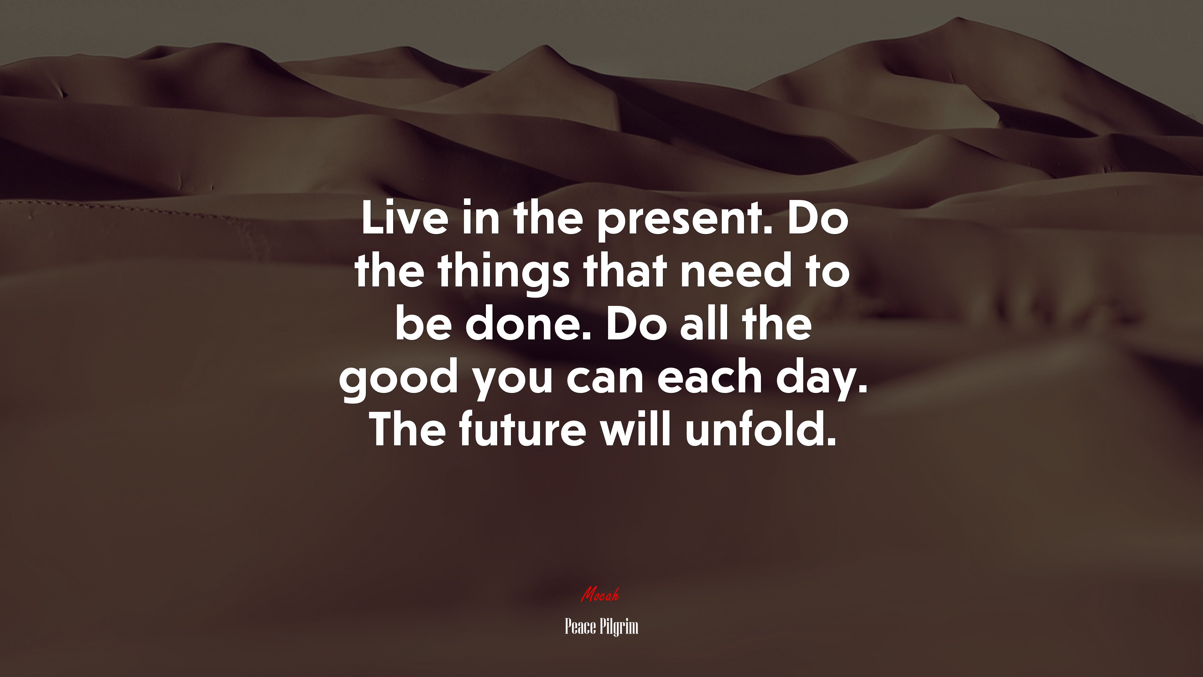 Live in the present. Do the things that need to be done. Do all the good you can each day. The future will unfold. | Peace Pilgrim quote HD Wallpaper
