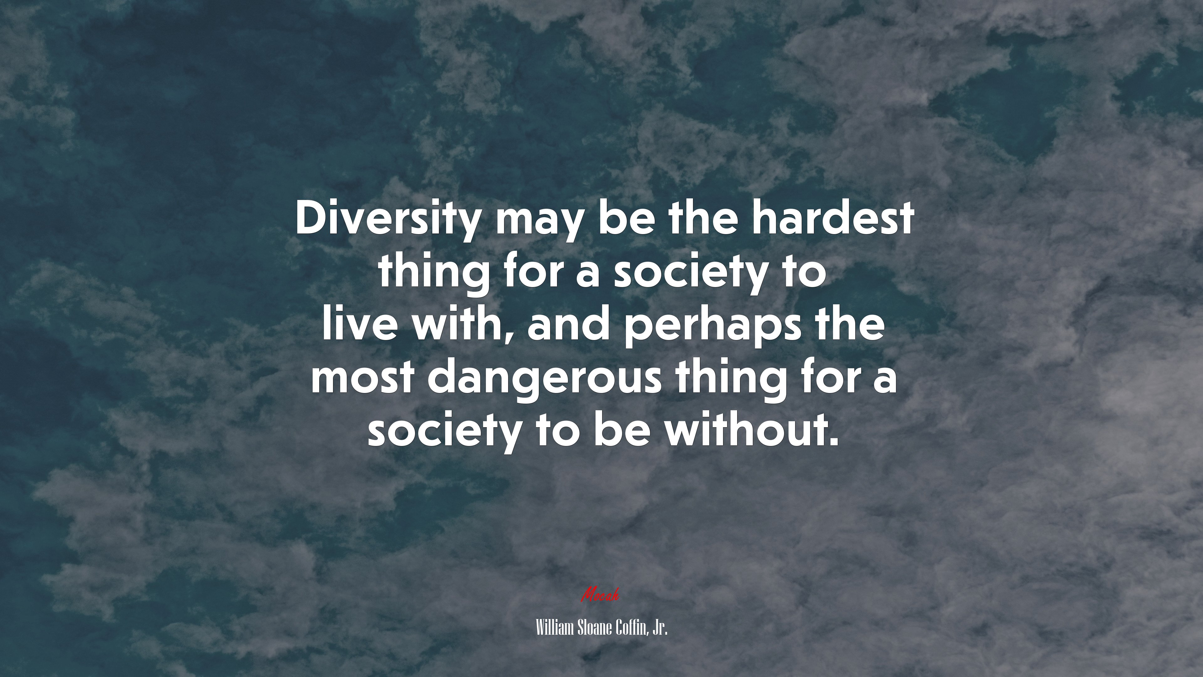 Diversity may be the hardest thing for a society to live with, and perhaps the most dangerous thing for a society to be without. | William Sloane Coffin, Jr. quote HD Wallpaper