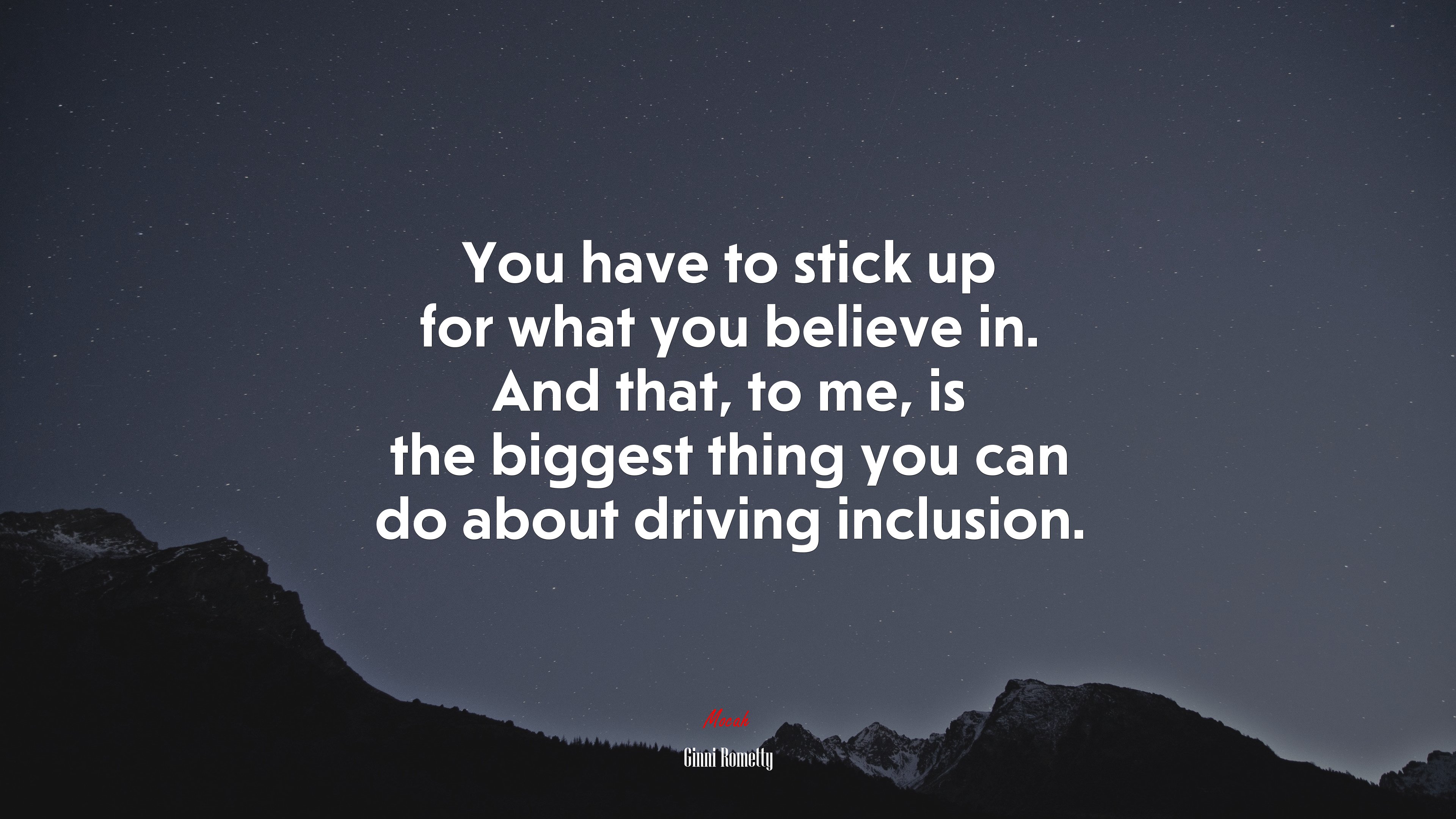 You have to stick up for what you believe in. And that, to me, is the biggest thing you can do about driving inclusion. | Ginni Rometty quote HD Wallpaper