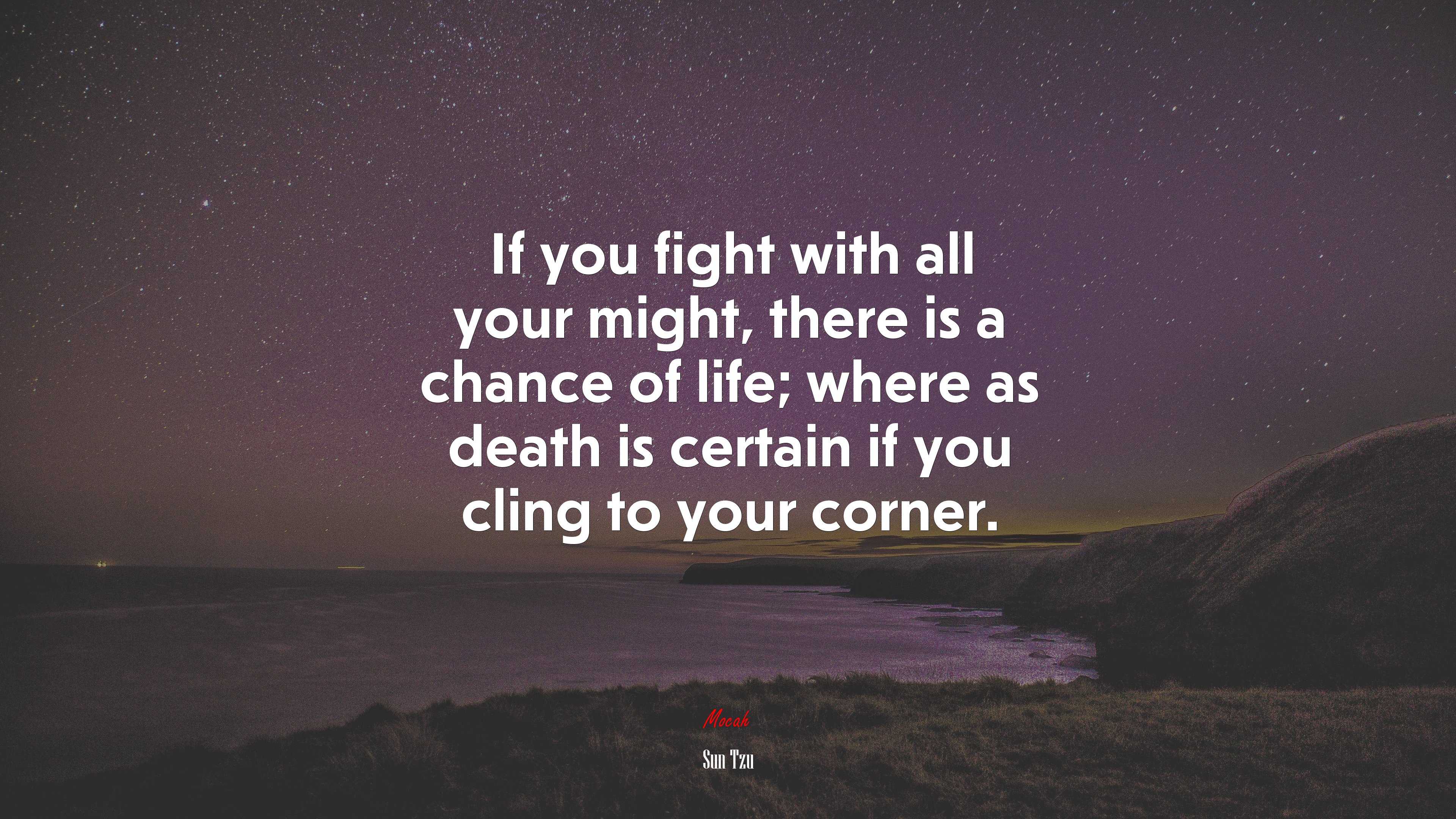 If you fight with all your might, there is a chance of life; where as death is certain if you cling to your corner. | Sun Tzu quote HD Wallpaper