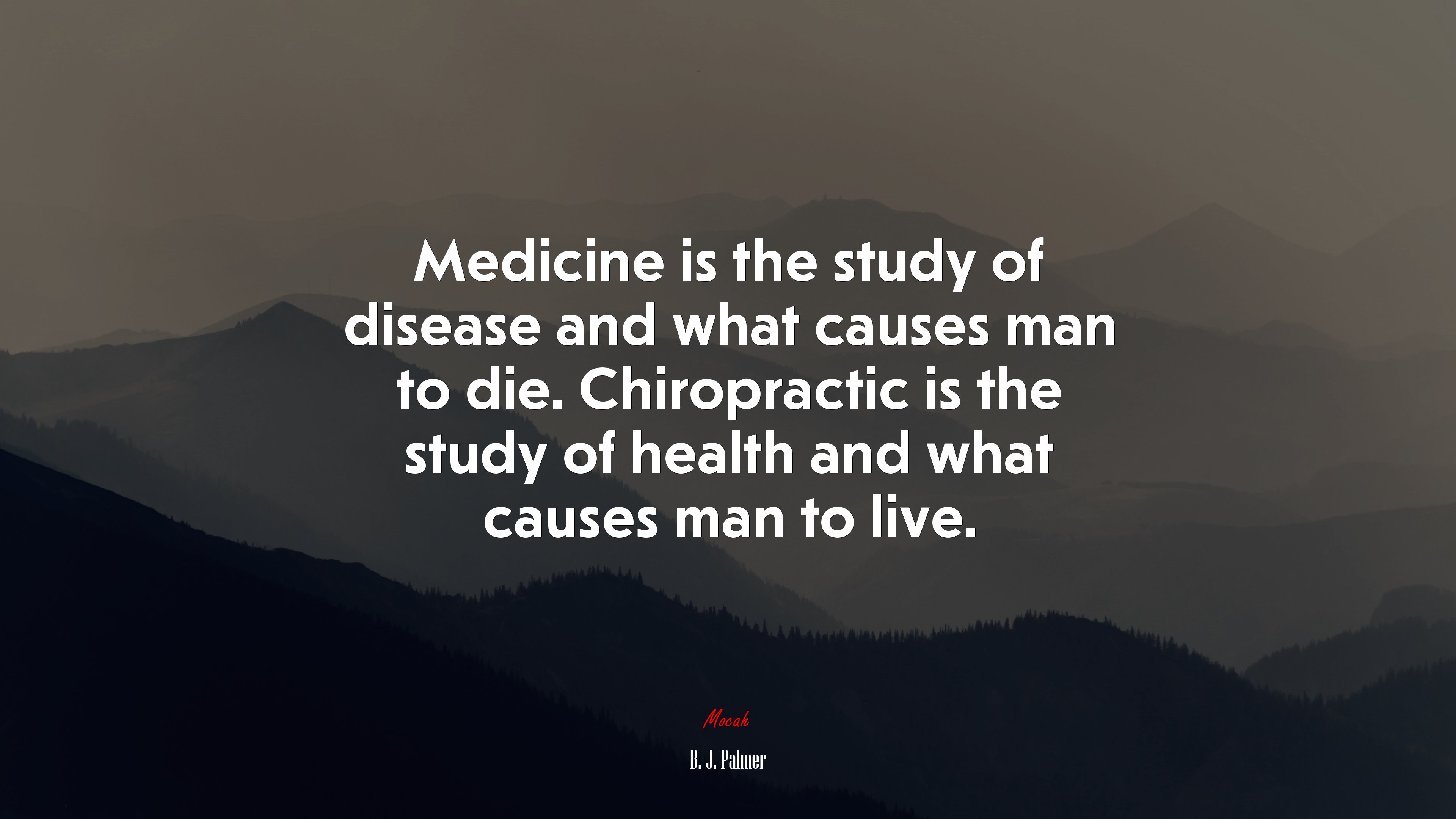 Medicine is the study of disease and what causes man to die. Chiropractic is the study of health and what causes man to live. | B. J. Palmer quote HD Wallpaper