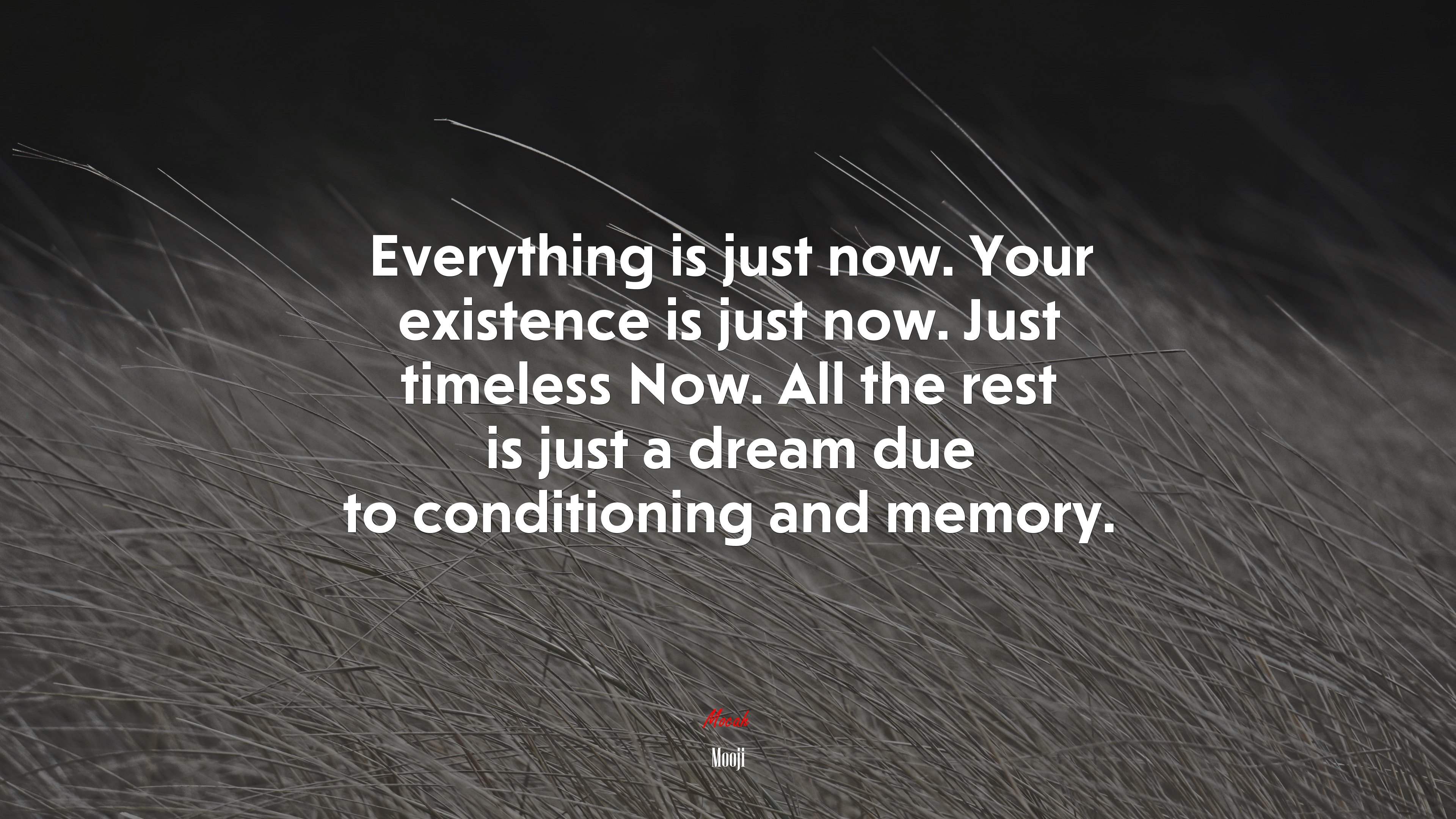 Everything is just now. Your existence is just now. Just timeless Now. All the rest is just a dream due to conditioning and memory. | Mooji quote HD Wallpaper