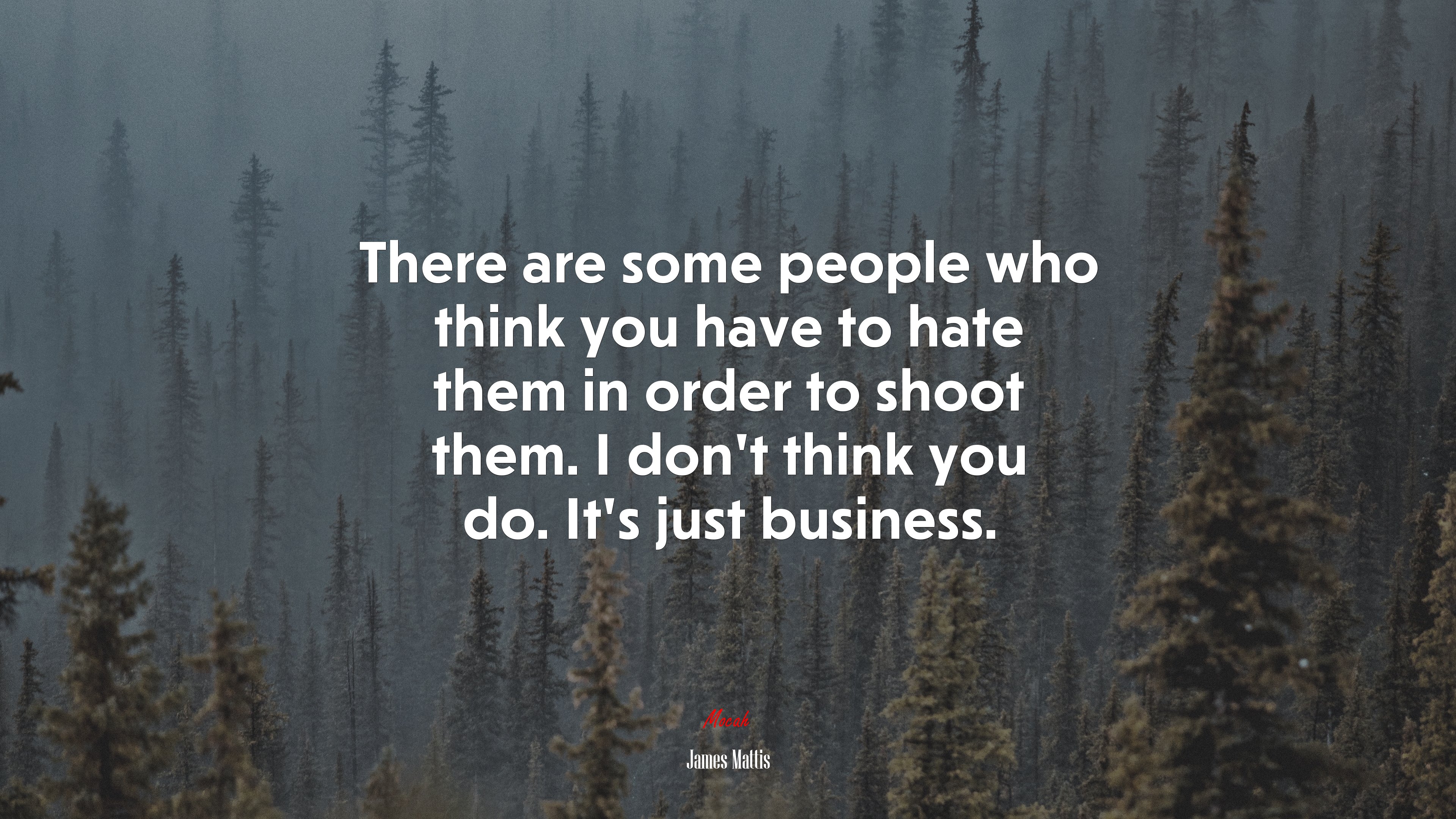 There are some people who think you have to hate them in order to shoot them. I don’t think you do. It’s just business. | James Mattis quote HD Wallpaper