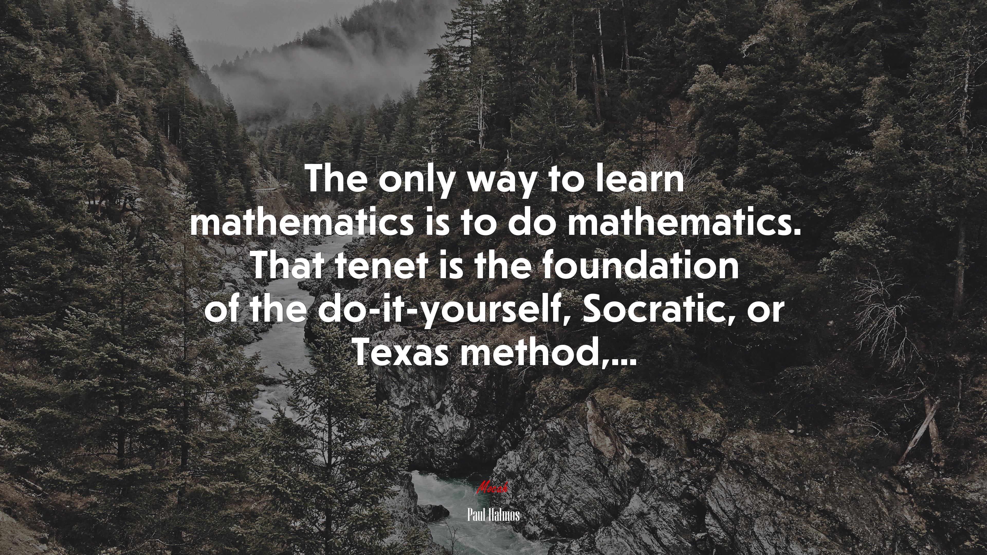 The only way to learn mathematics is to do mathematics. That tenet is the foundation of the do-it-yourself, Socratic, or Texas method,... | Paul Halmos quote HD Wallpaper