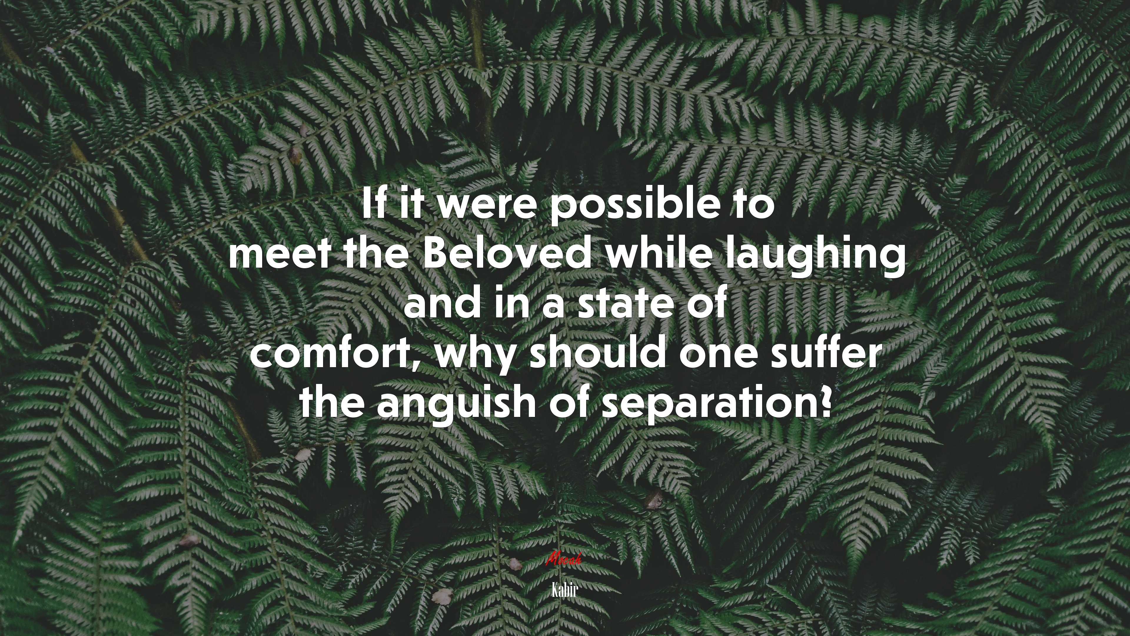 If it were possible to meet the Beloved while laughing and in a state of comfort, why should one suffer the anguish of separation? | Kabir quote HD Wallpaper