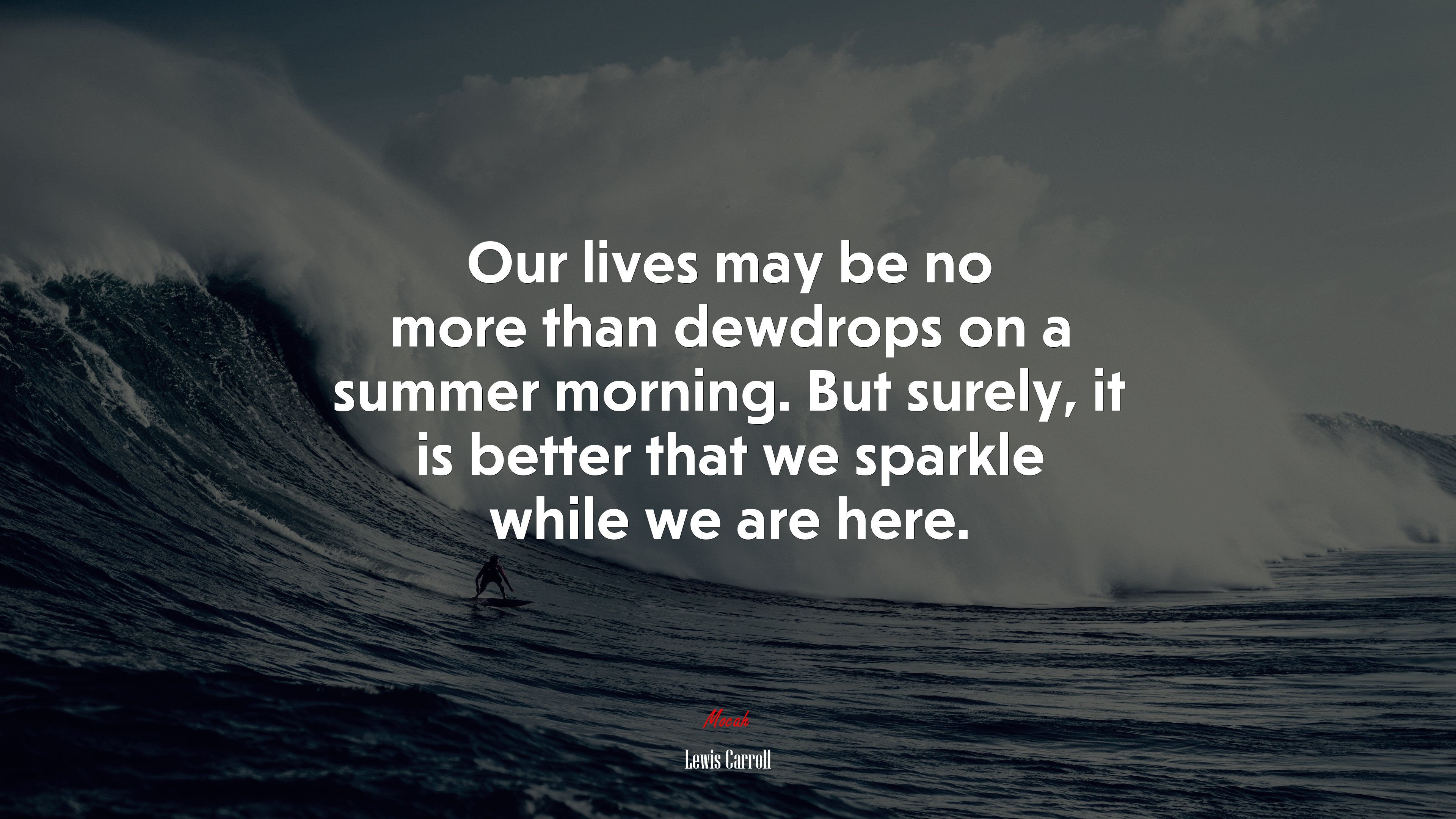 Our lives may be no more than dewdrops on a summer morning. But surely, it is better that we sparkle while we are here. | Lewis Carroll quote HD Wallpaper