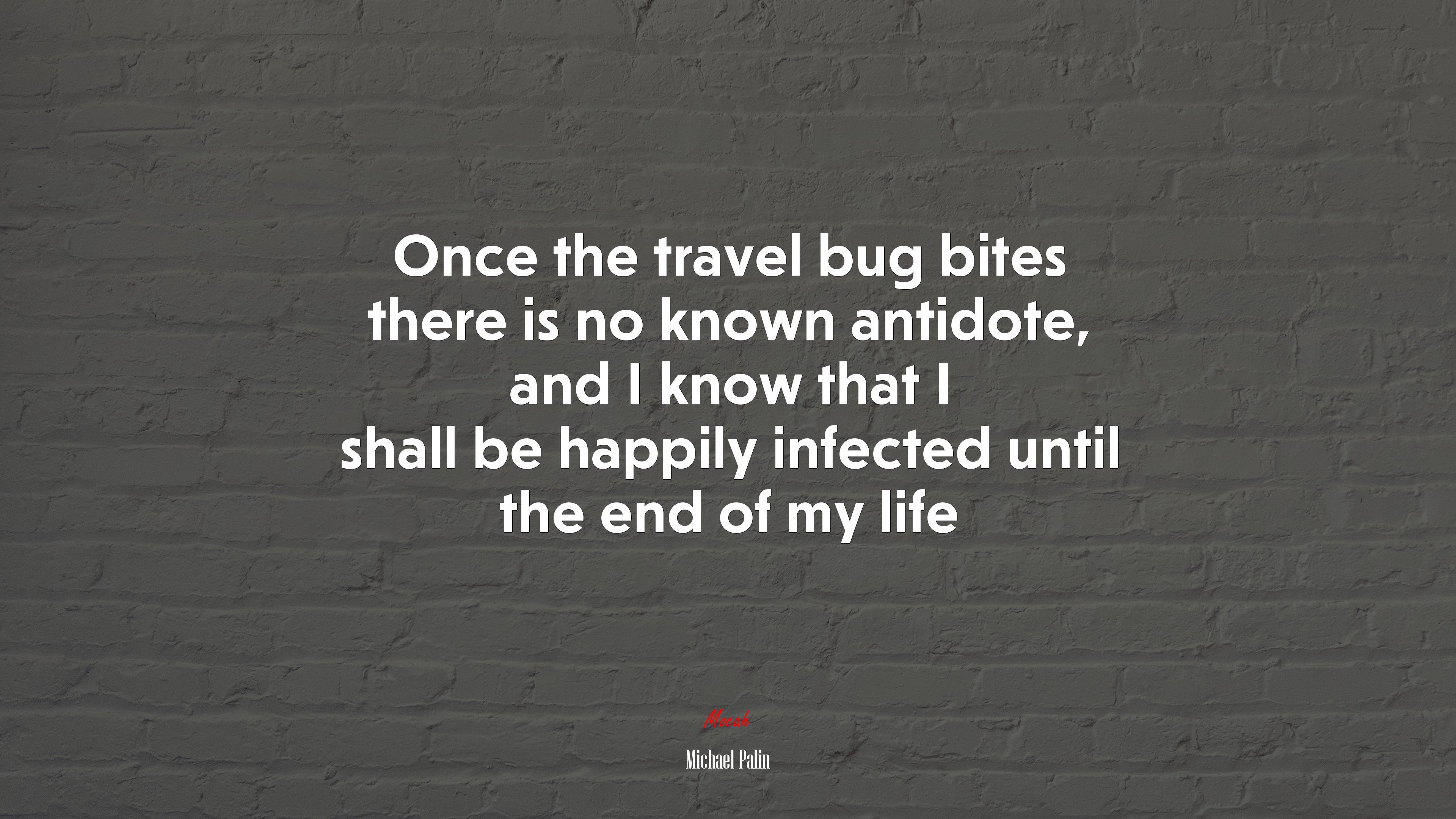 Once the travel bug bites there is no known antidote, and I know that I shall be happily infected until the end of my life | Michael Palin quote HD Wallpaper