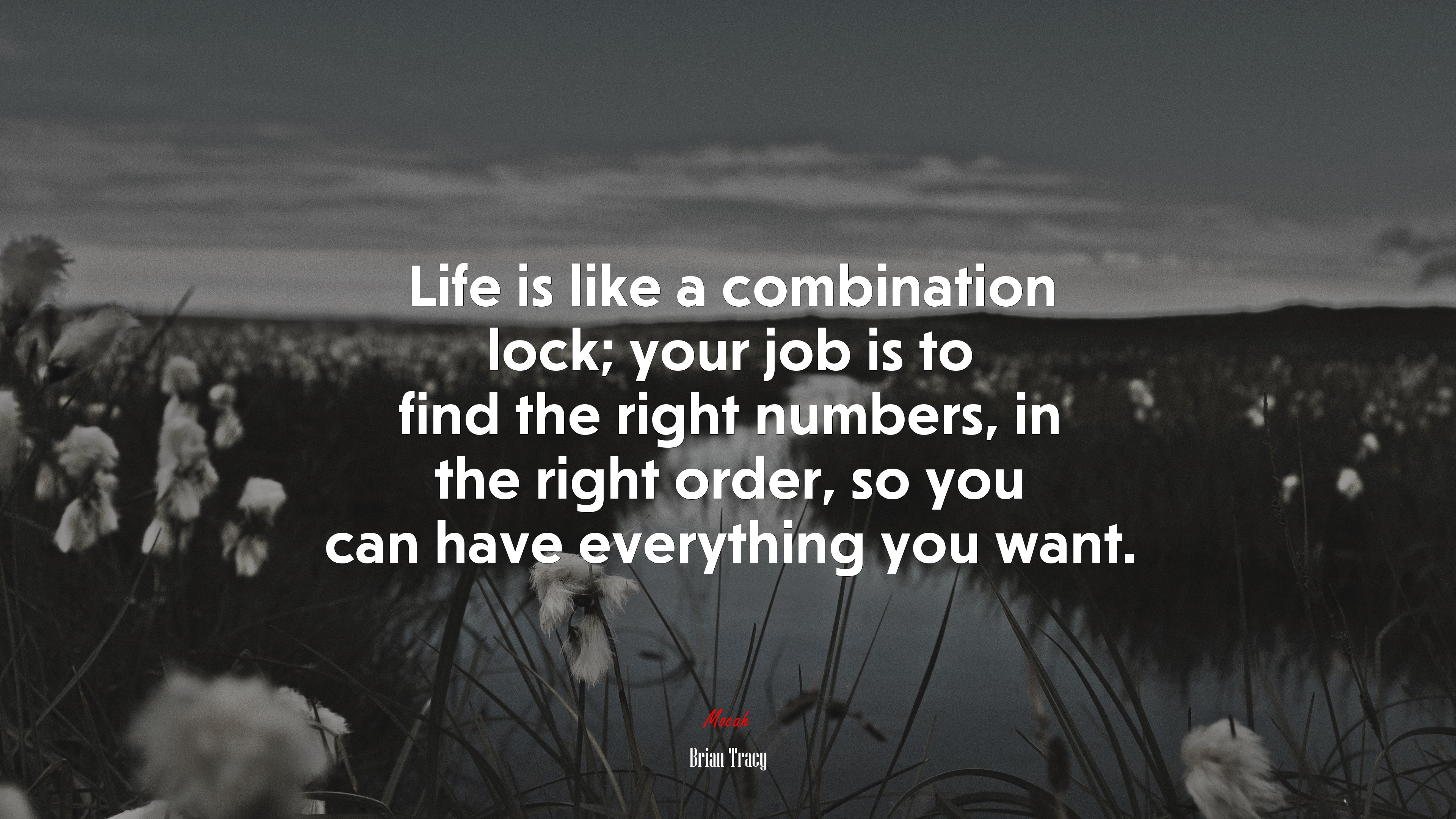 Life is like a combination lock; your job is to find the right numbers, in the right order, so you can have everything you want. | Brian Tracy quote HD Wallpaper