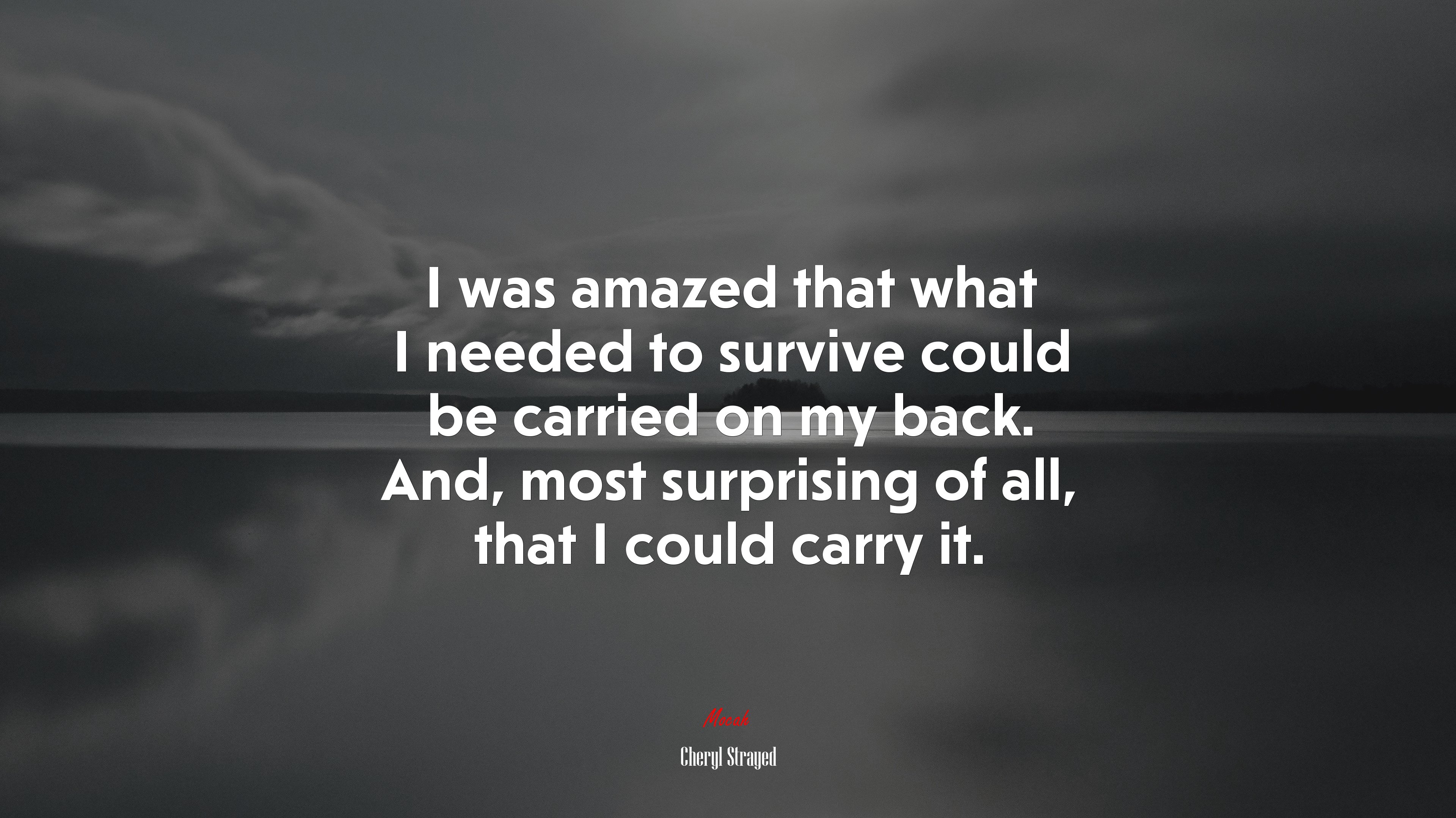 I was amazed that what I needed to survive could be carried on my back. And, most surprising of all, that I could carry it. | Cheryl Strayed quote HD Wallpaper
