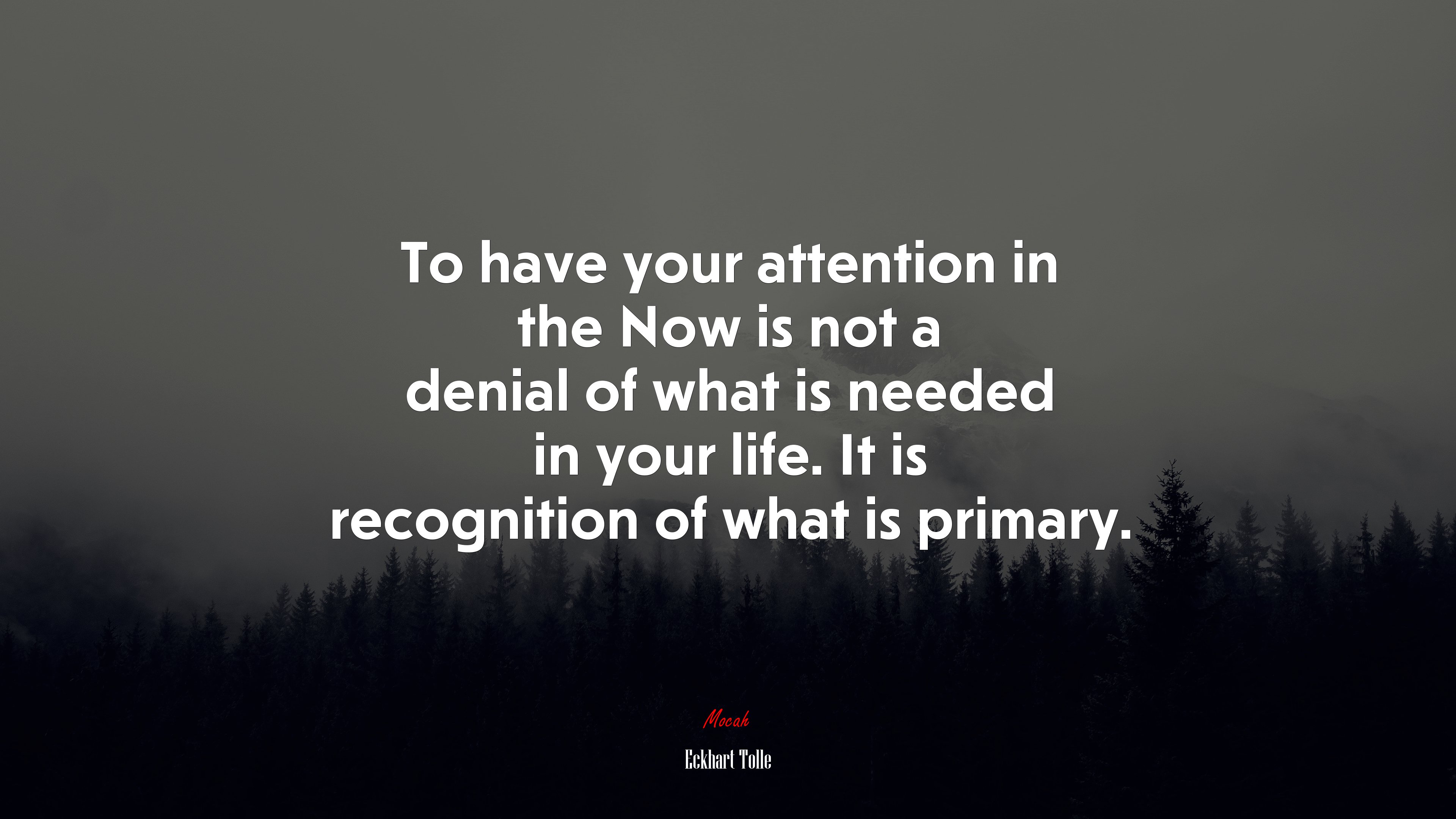 To have your attention in the Now is not a denial of what is needed in your life. It is recognition of what is primary. | Eckhart Tolle quote HD Wallpaper