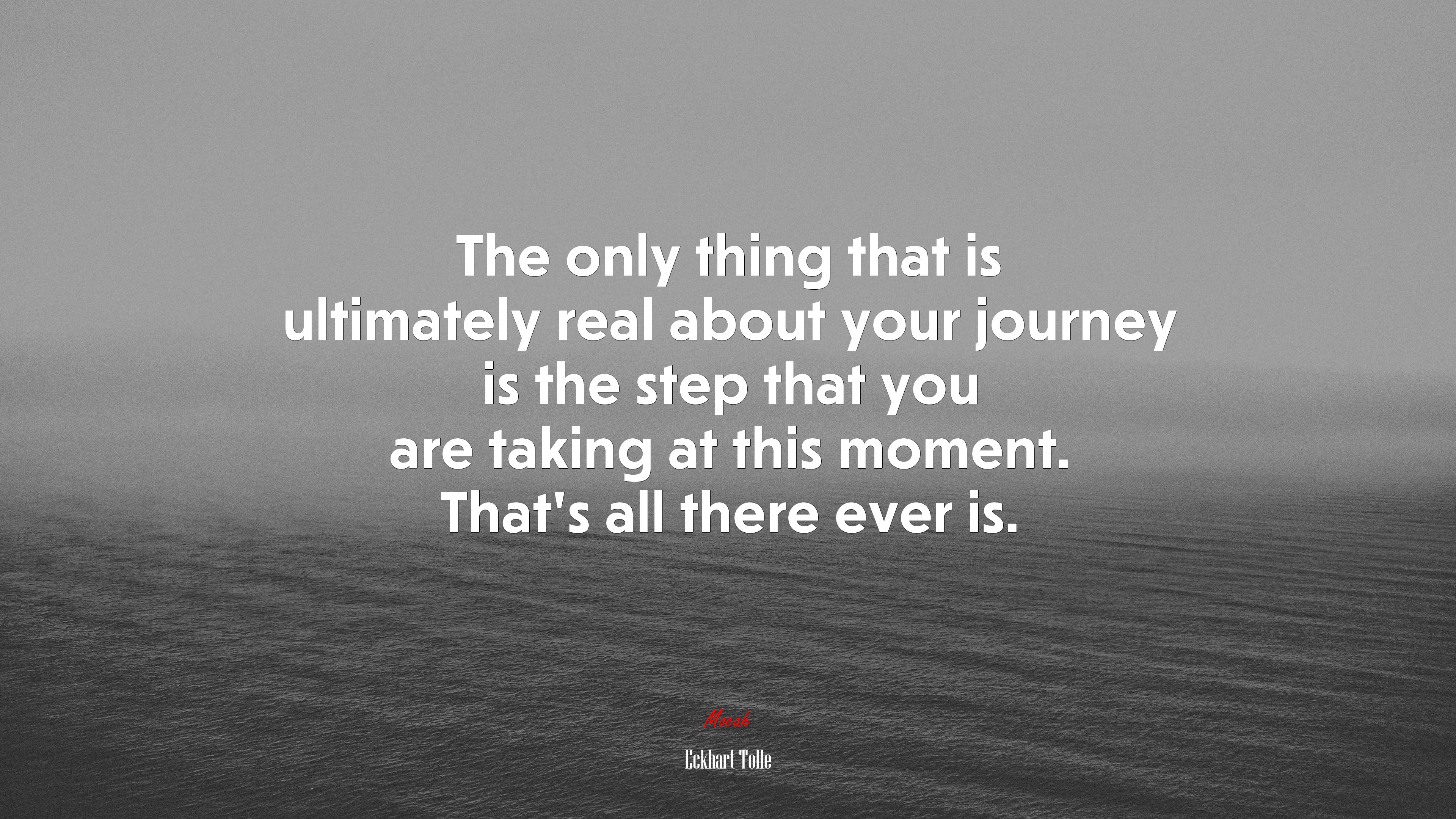 The only thing that is ultimately real about your journey is the step that you are taking at this moment. That’s all there ever is. | Eckhart Tolle quote HD Wallpaper