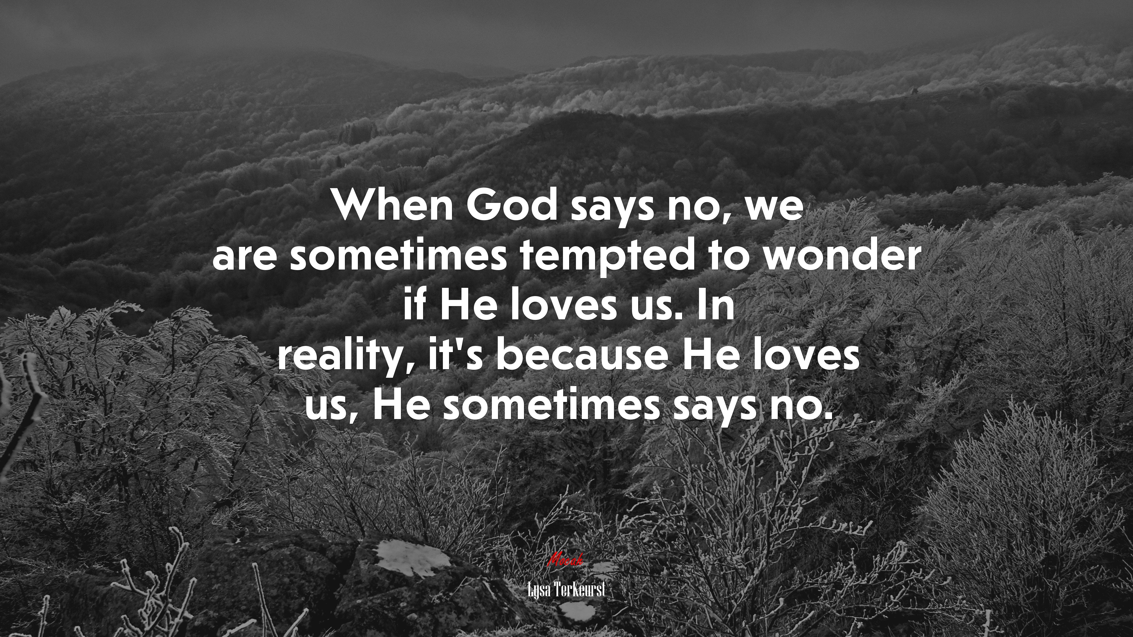 When God says no, we are sometimes tempted to wonder if He loves us. In reality, it’s because He loves us, He sometimes says no. | Lysa TerKeurst quote HD Wallpaper