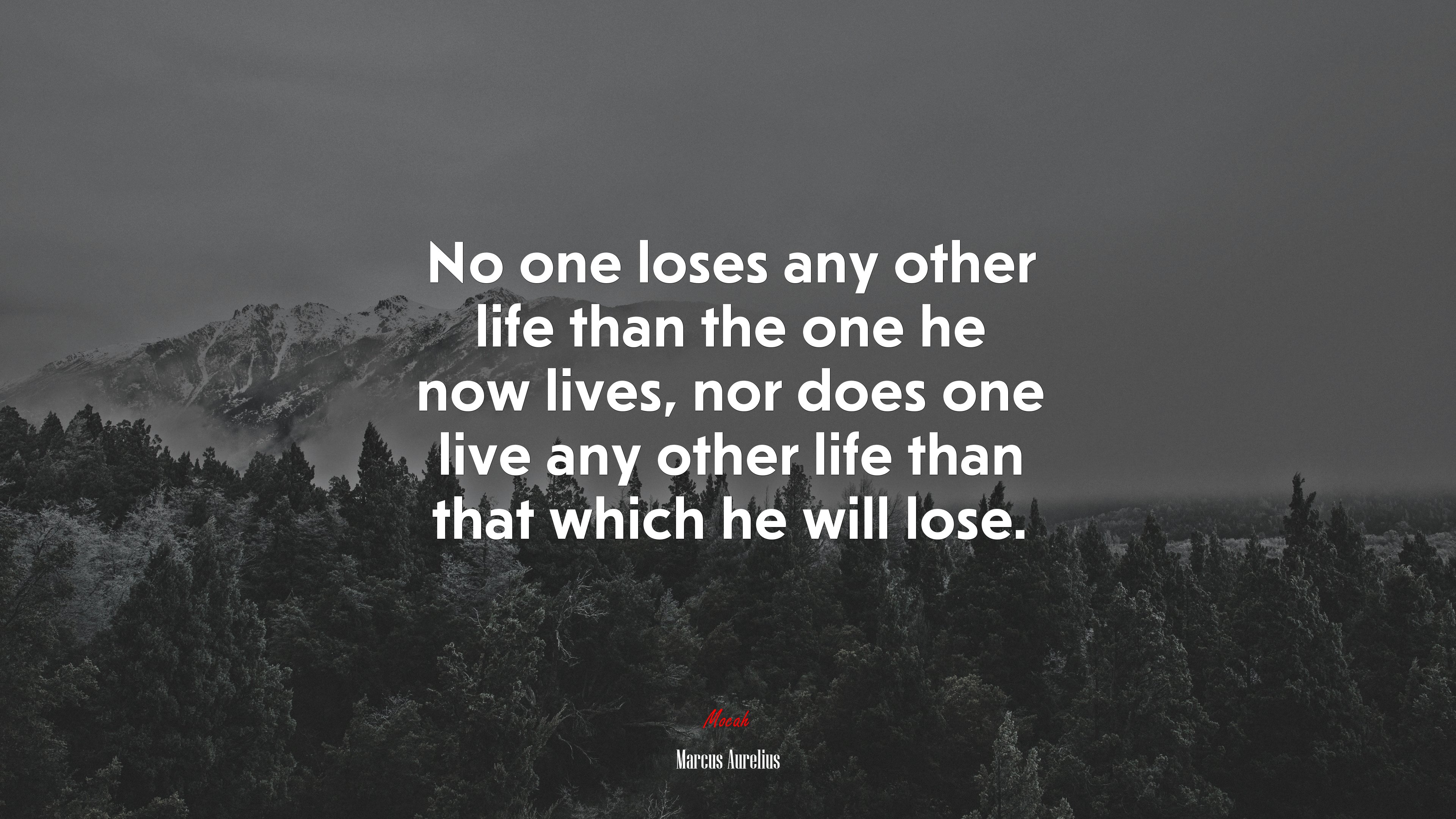 No one loses any other life than the one he now lives, nor does one live any other life than that which he will lose. | Marcus Aurelius quote HD Wallpaper
