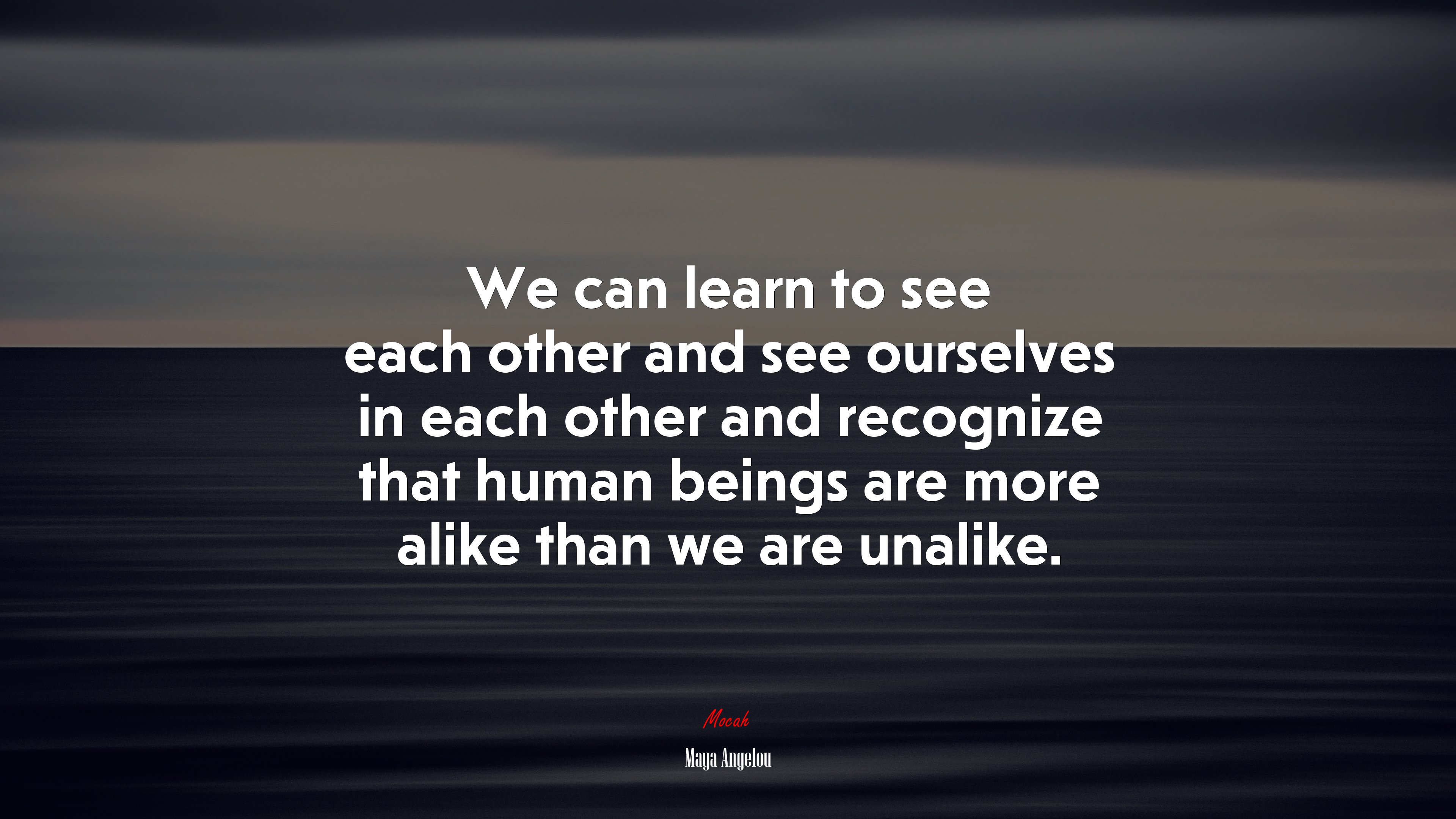 We can learn to see each other and see ourselves in each other and recognize that human beings are more alike than we are unalike. | Maya Angelou quote HD Wallpaper